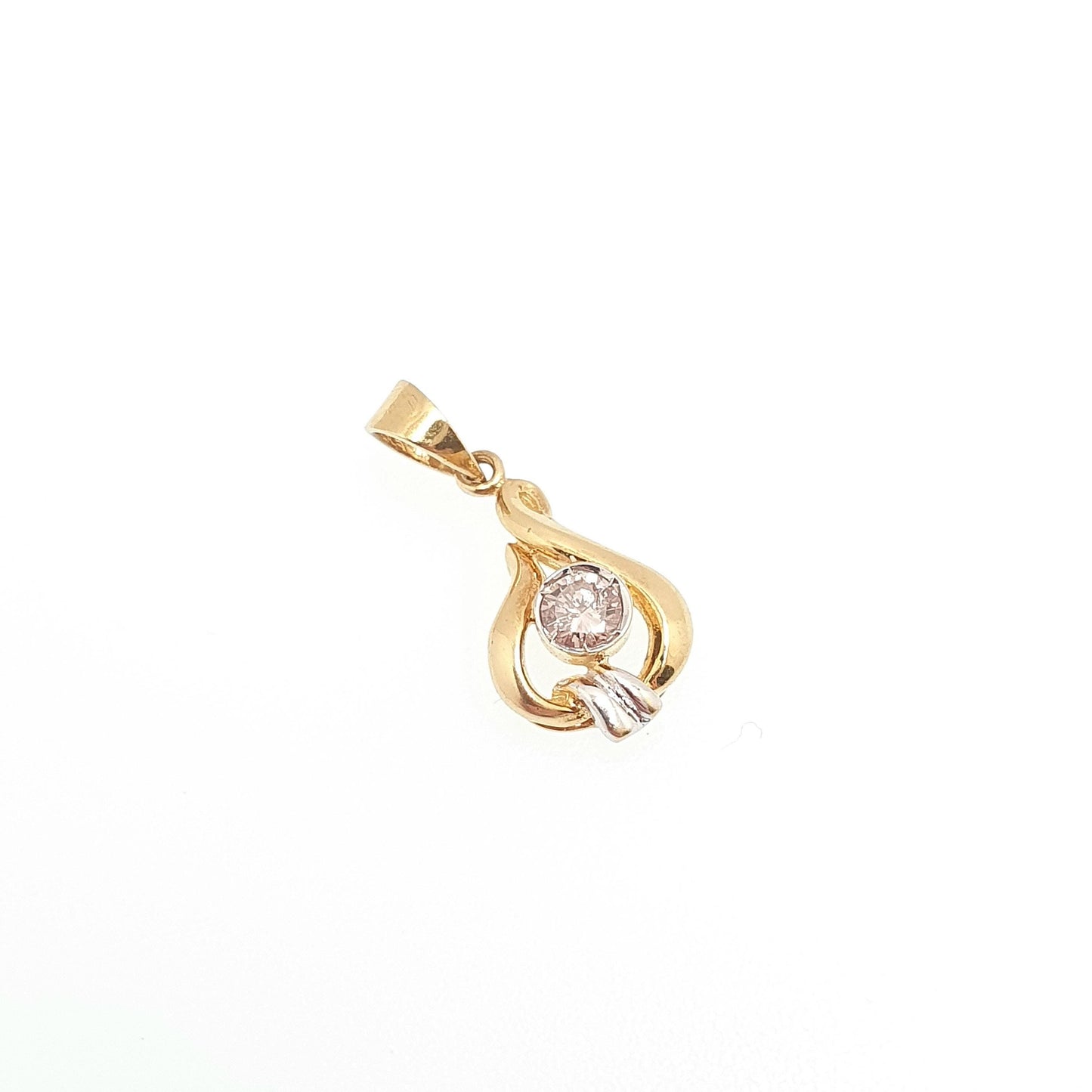 Vintage 18ct 18k Gold Diamond Pendant 0.15ct Necklace Solid 750 Natural Solitaire Brilliant Cut Figure 8