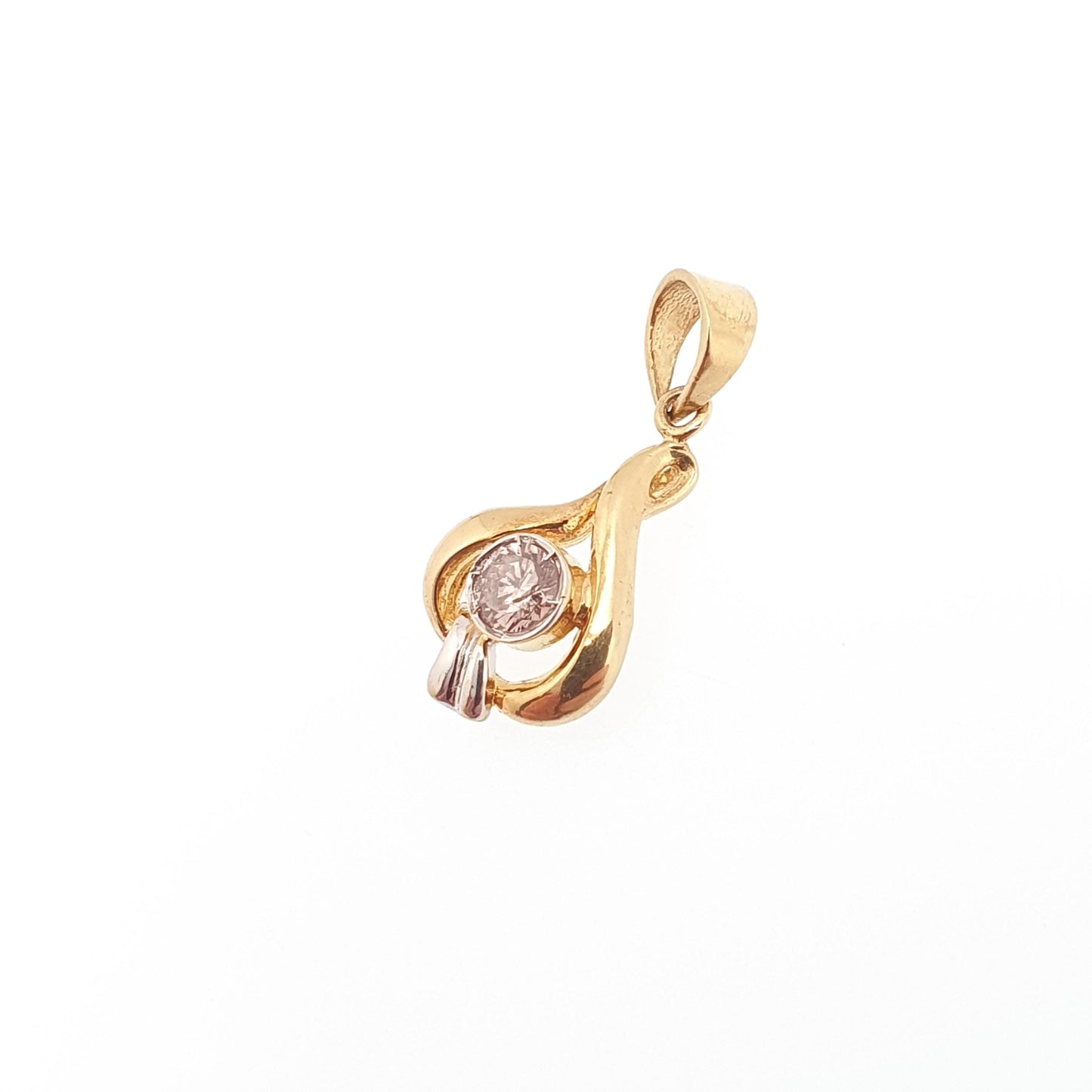 Vintage 18ct 18k Gold Diamond Pendant 0.15ct Necklace Solid 750 Natural Solitaire Brilliant Cut Figure 8