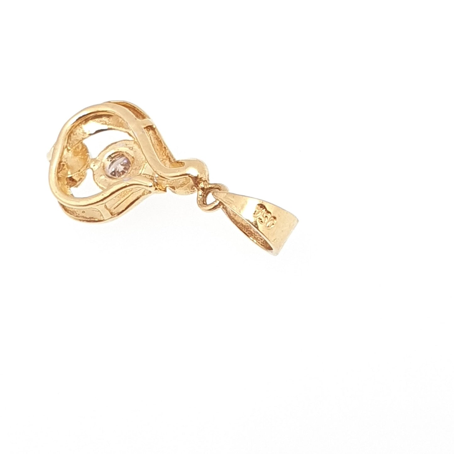 Vintage 18ct 18k Gold Diamond Pendant 0.15ct Necklace Solid 750 Natural Solitaire Brilliant Cut Figure 8