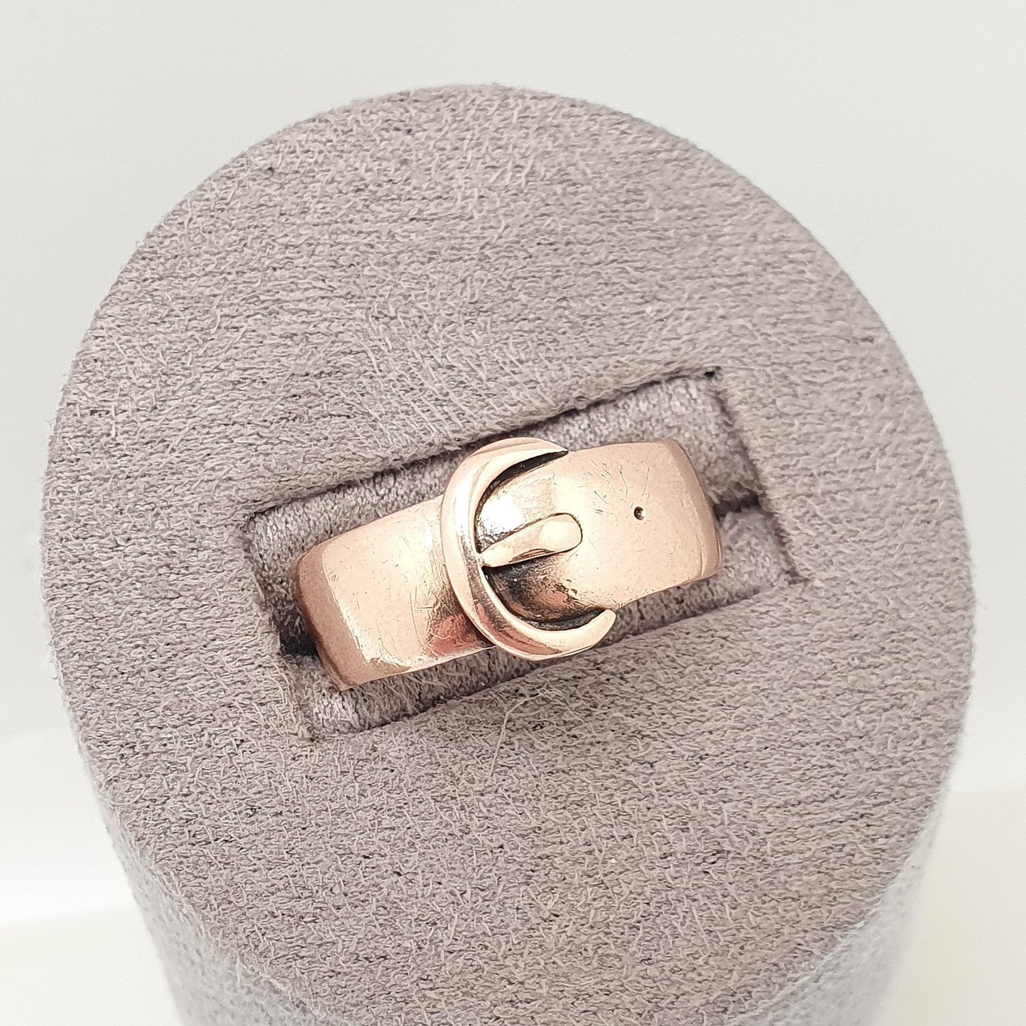 Antique Victorian 9ct Rose Gold Buckle Band Ring Belt 1896 Hallmark Solid 9k 375 Stacker Stacking Womens Vintage Jewelry Jewellery