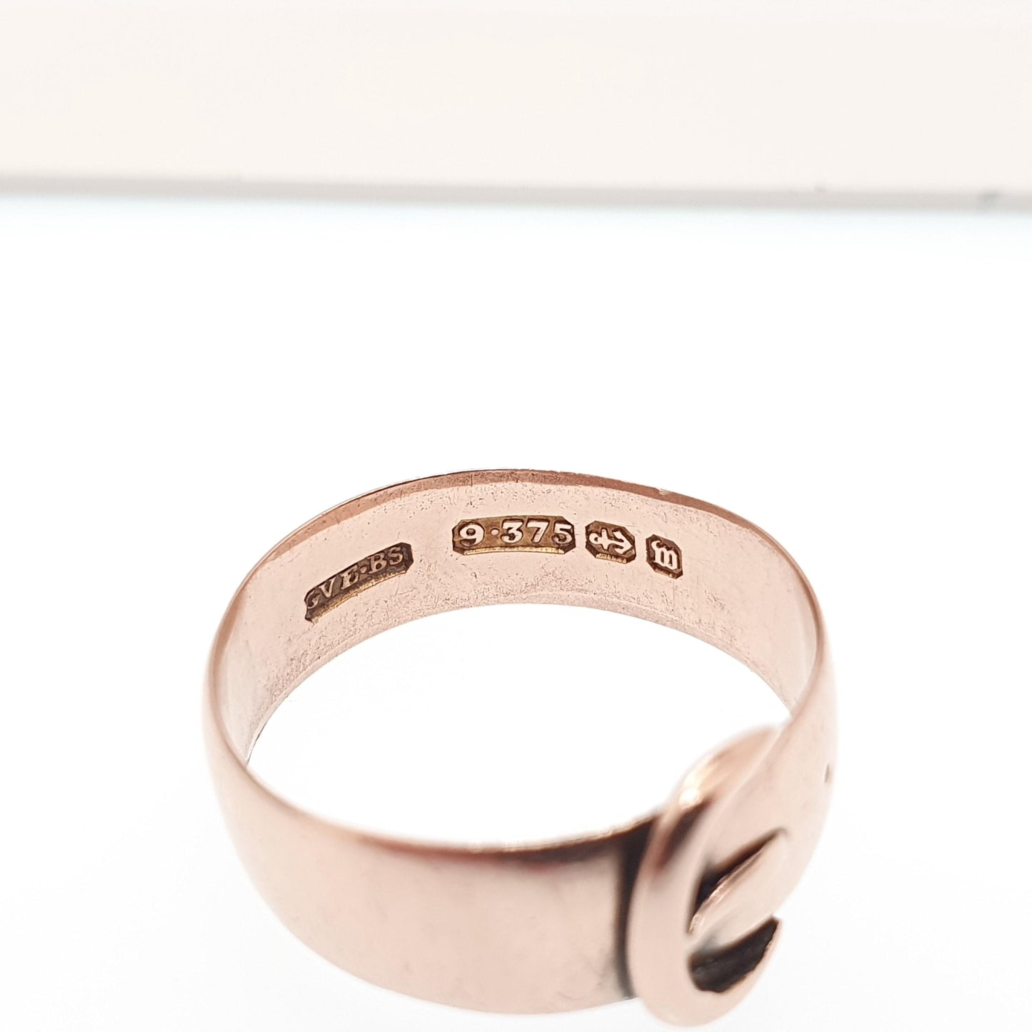 Antique Victorian 9ct Rose Gold Buckle Band Ring Belt 1896 Hallmark Solid 9k 375 Stacker Stacking Womens Vintage Jewelry Jewellery