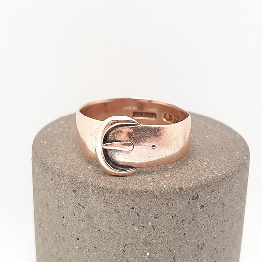Antique Victorian 9ct Rose Gold Buckle Band Ring Belt 1896 Hallmark Solid 9k 375 Stacker Stacking Womens Vintage Jewelry Jewellery