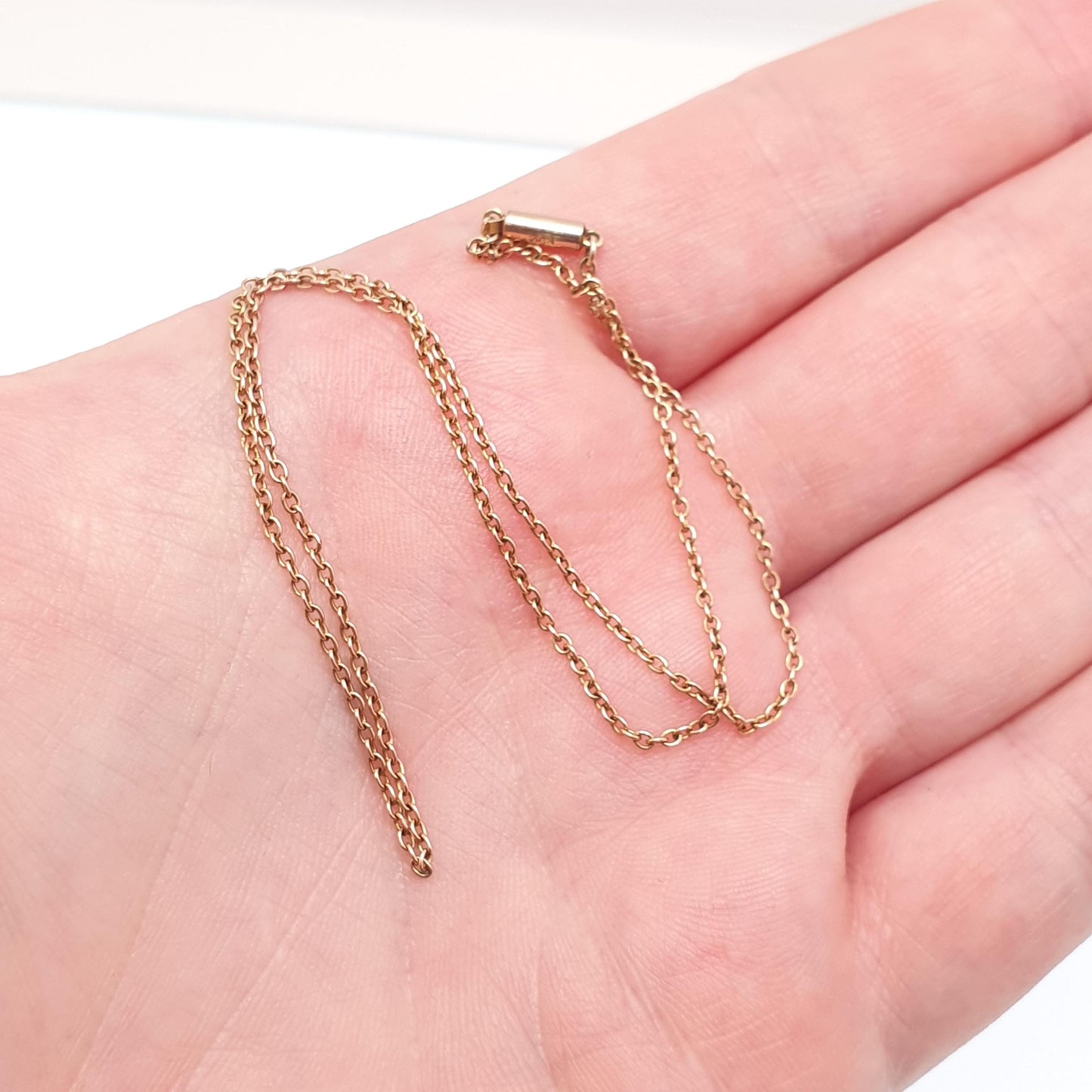 Antique 9ct 9k Gold Chain Necklace Victorian Cable Link Solid 9kt 34cm 13.3" 1.64g Choker Trace Vintage Womens