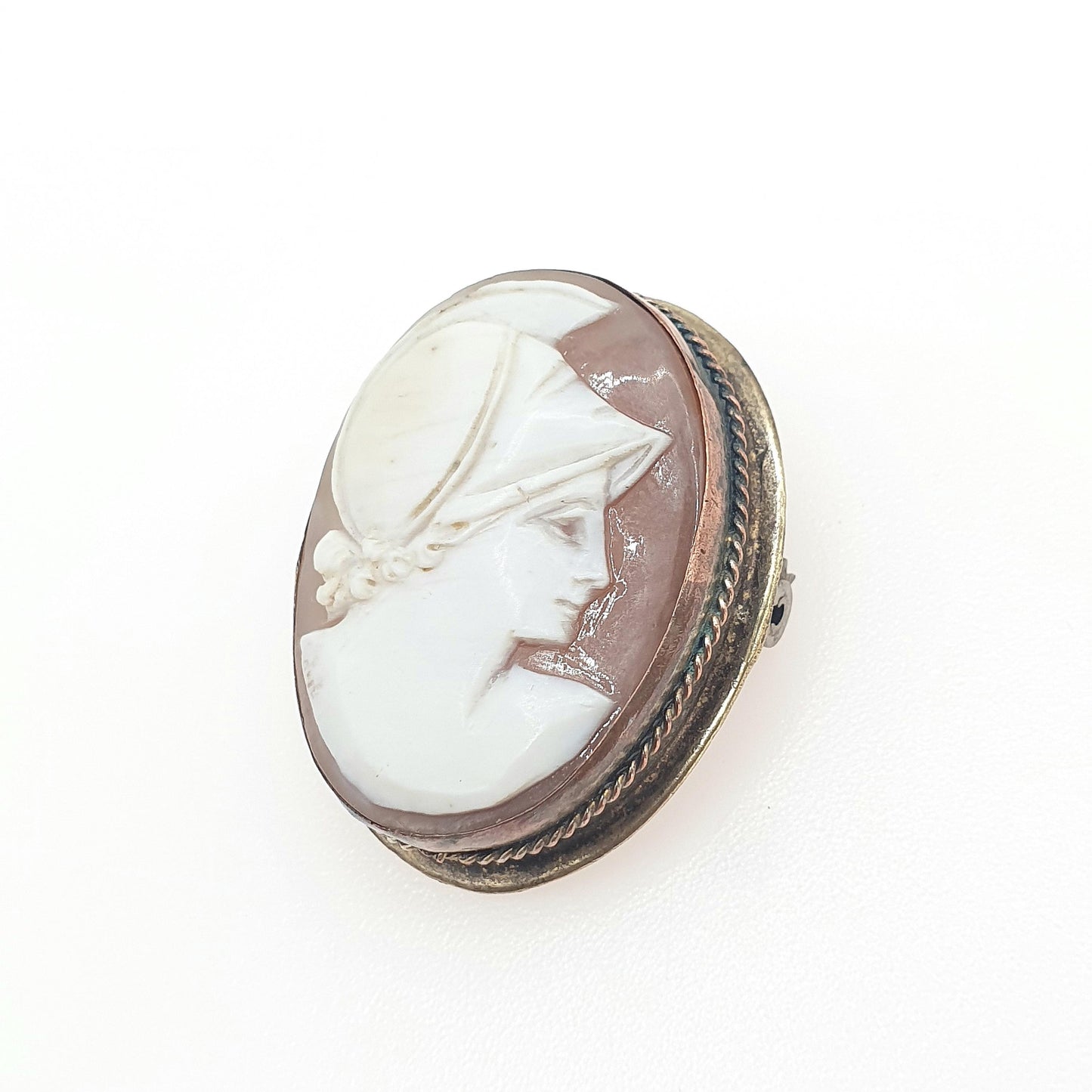 Antique Mars Cameo Brooch Roman God of War Hand Carved Shell Mythology Legends Jewellery Vintage Jewelry