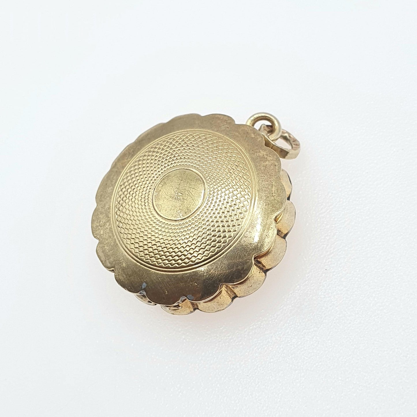 Antique Victorian Rolled Gold Locket Engine Turned Gold Filled Round Vintage Womens Jewellery Jewelry