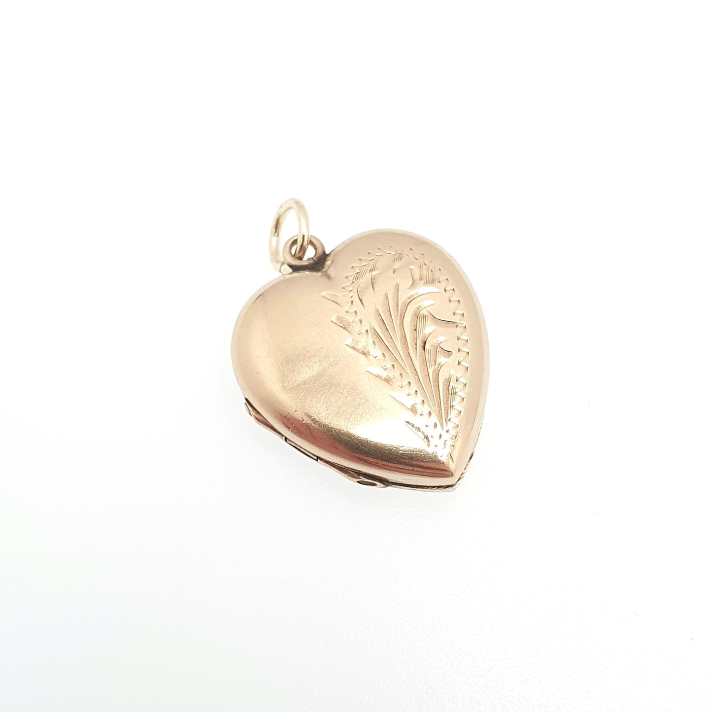 Antique 9ct Gold Heart Locket Cute Engraved Solid 9k 375 Pendant Love Gift Back & Front Necklace Jewelry Womens Jewellery