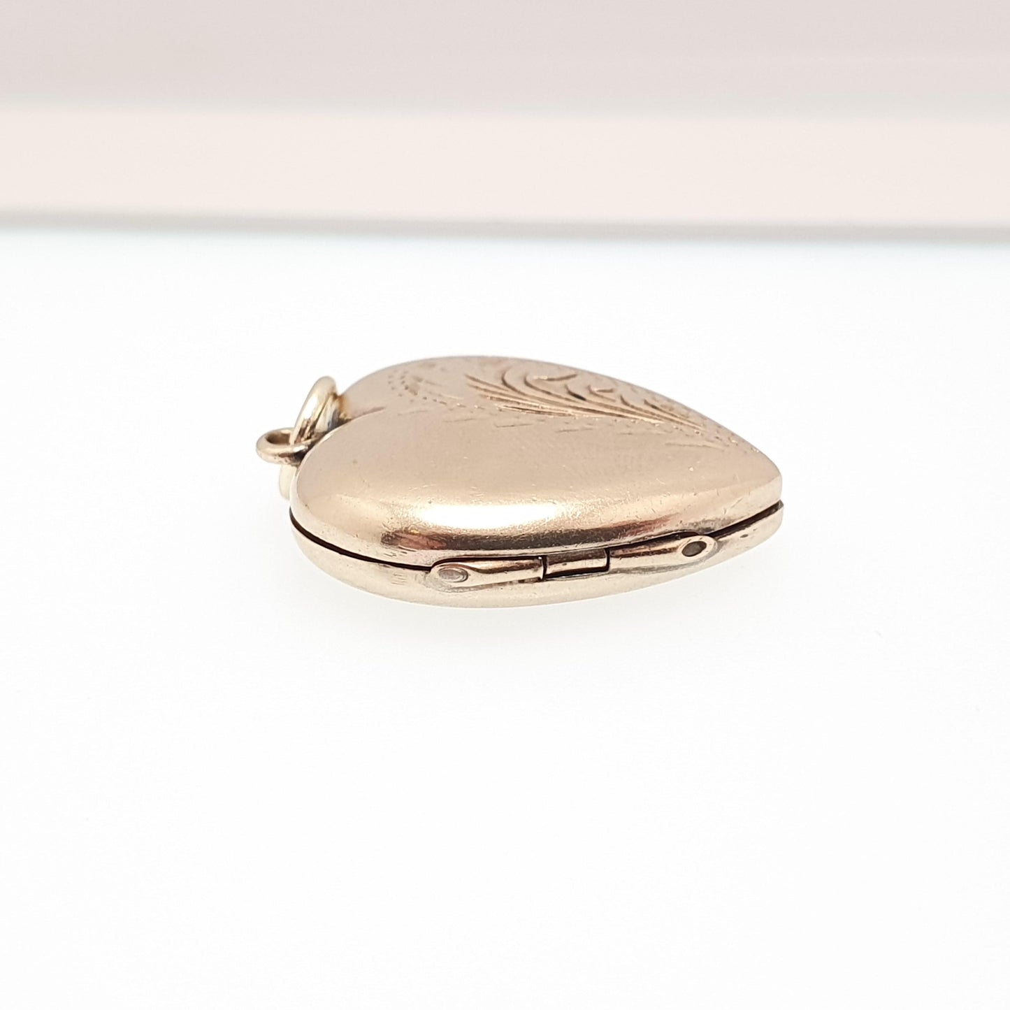 Antique 9ct Gold Heart Locket Cute Engraved Solid 9k 375 Pendant Love Gift Back & Front Necklace Jewelry Womens Jewellery