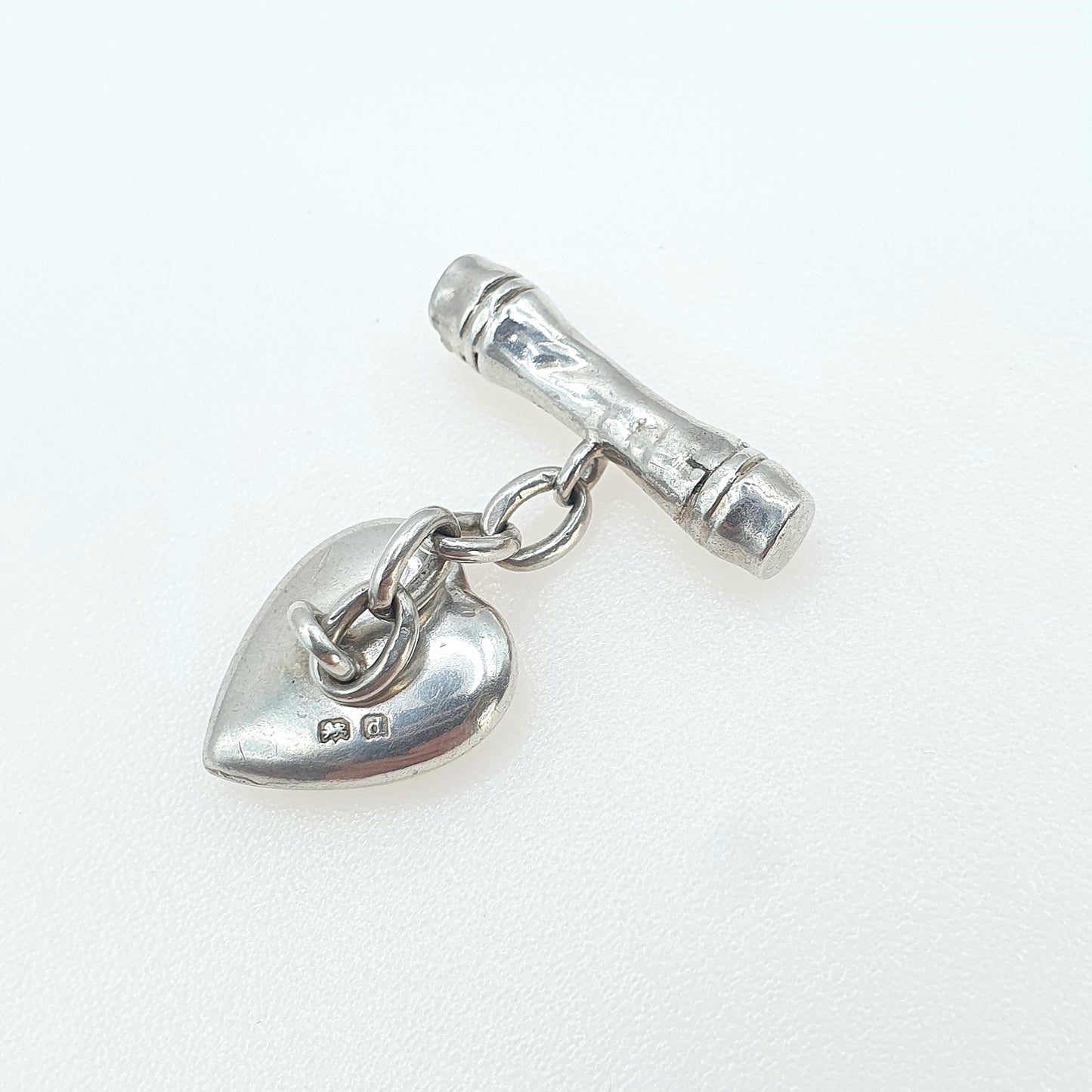 Antique Sterling Silver Heart Cuff Links Cufflinks Engraved 1903 Hallmark Love Gift Gent Mens Vintage Jewelry Jewellery