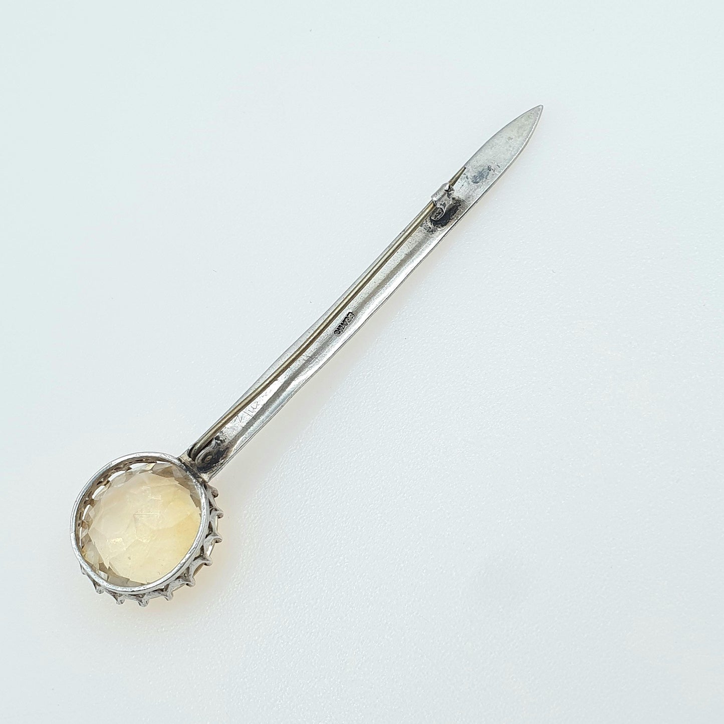 Antique Natural Citrine Sterling Silver Scottish Brooch Celtic Knot Engraving Orange Gemstones Vintage Womens Jewelry Jewellery Mens