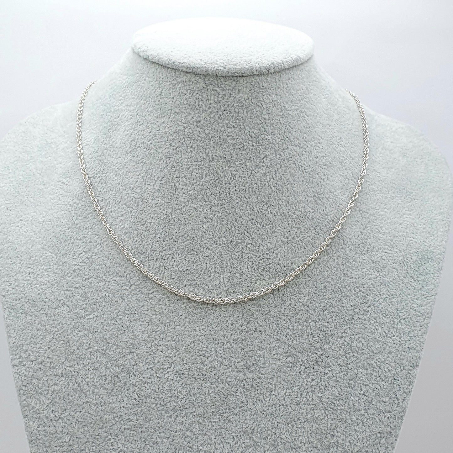 Vintage Sterling Silver Rope Link Chain Necklace Twist Unisex Mens Womens Jewelry Jewellery Retro 4.46g 46cm 18.1”