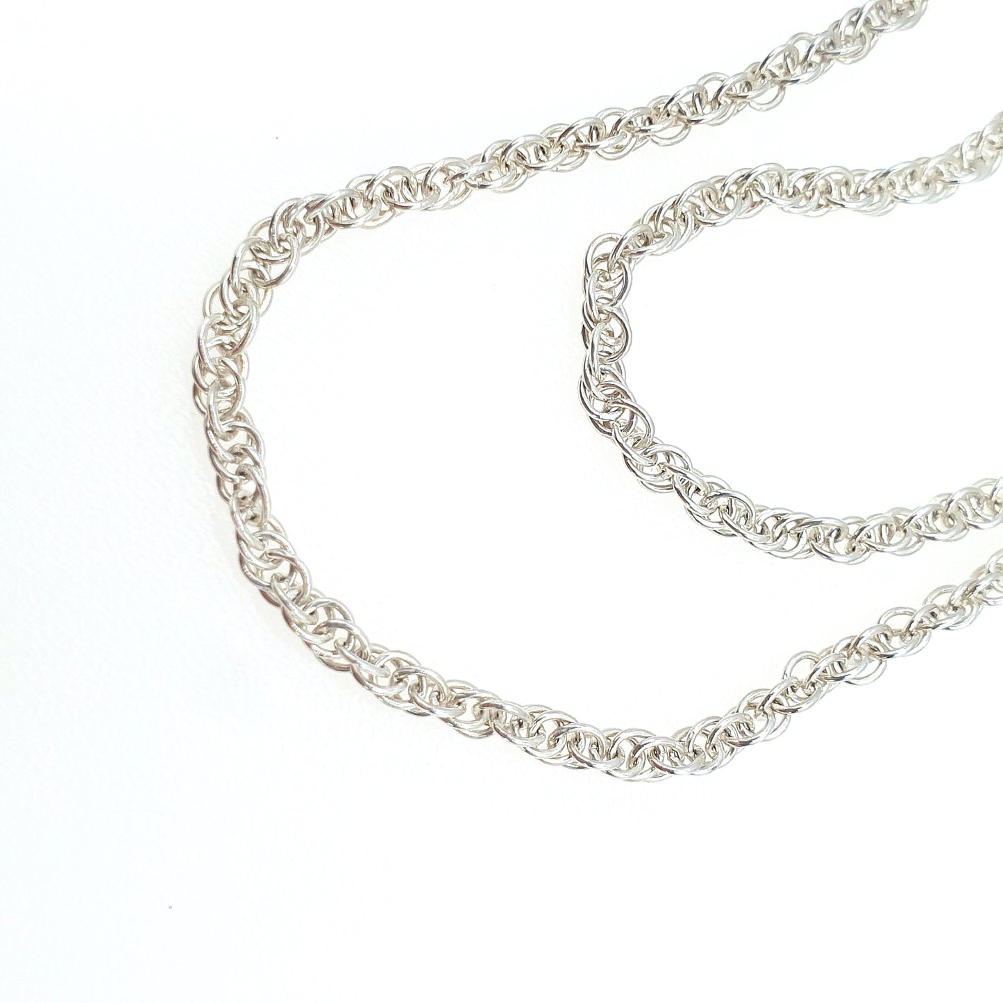 Vintage Sterling Silver Rope Link Chain Necklace Twist Unisex Mens Womens Jewelry Jewellery Retro 4.46g 46cm 18.1”