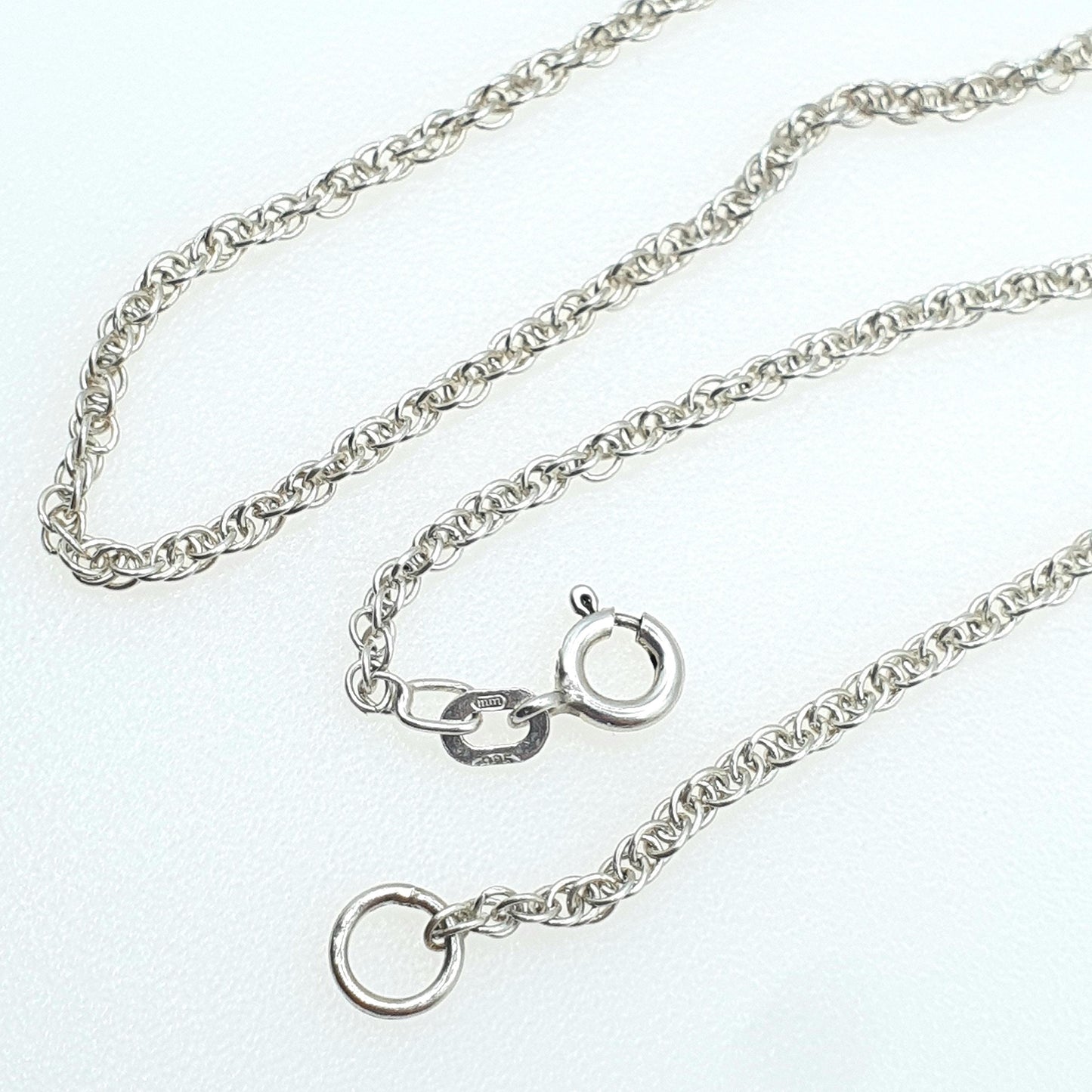 Vintage Sterling Silver Rope Link Chain Necklace Twist Unisex Mens Womens Jewelry Jewellery Retro 4.46g 46cm 18.1”
