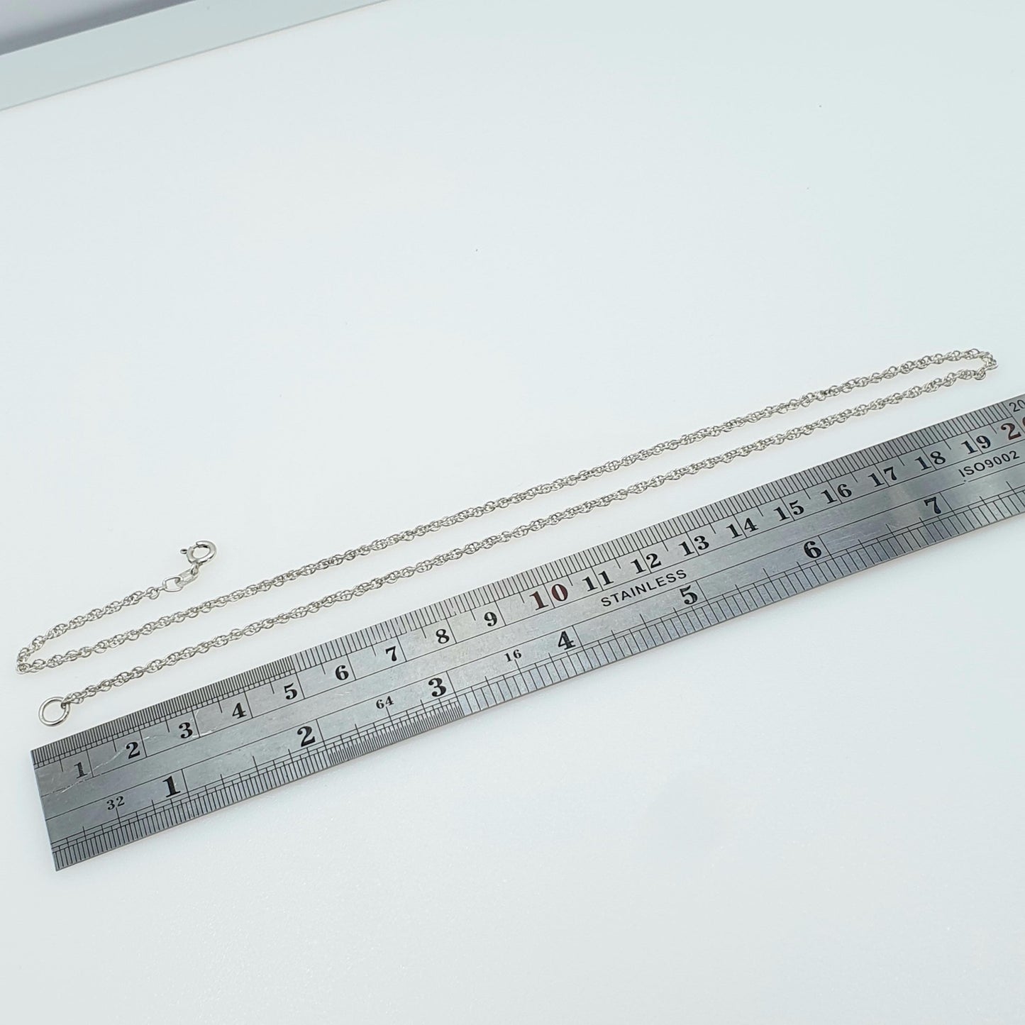 Vintage Sterling Silver Rope Link Chain Necklace Twist Unisex Mens Womens Jewelry Jewellery Retro 4.46g 46cm 18.1”