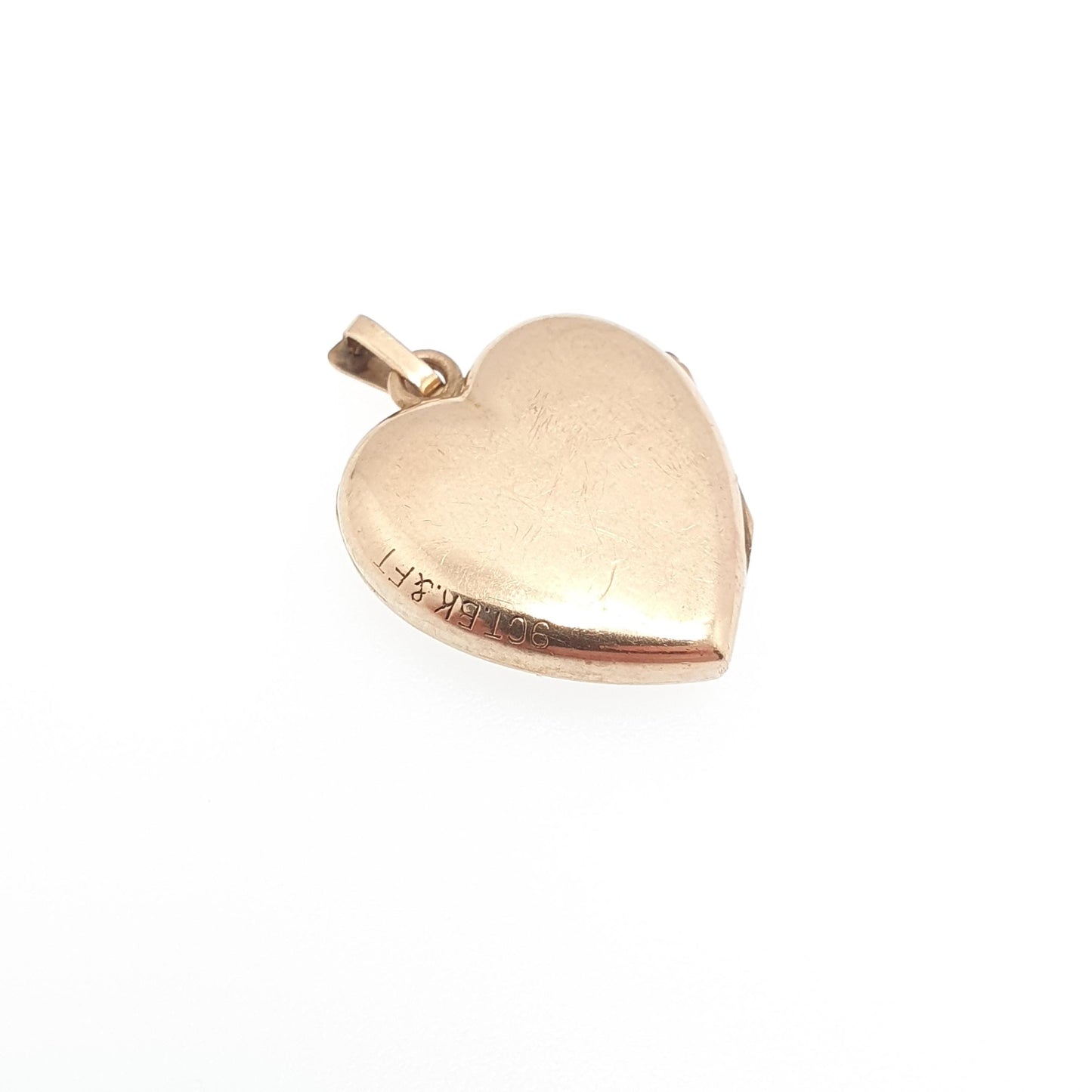 Antique 9ct Gold Heart Locket Cute Engraved Solid 9k 375 Pendant Love Gift Back & Front Necklace Jewelry Womens Jewellery