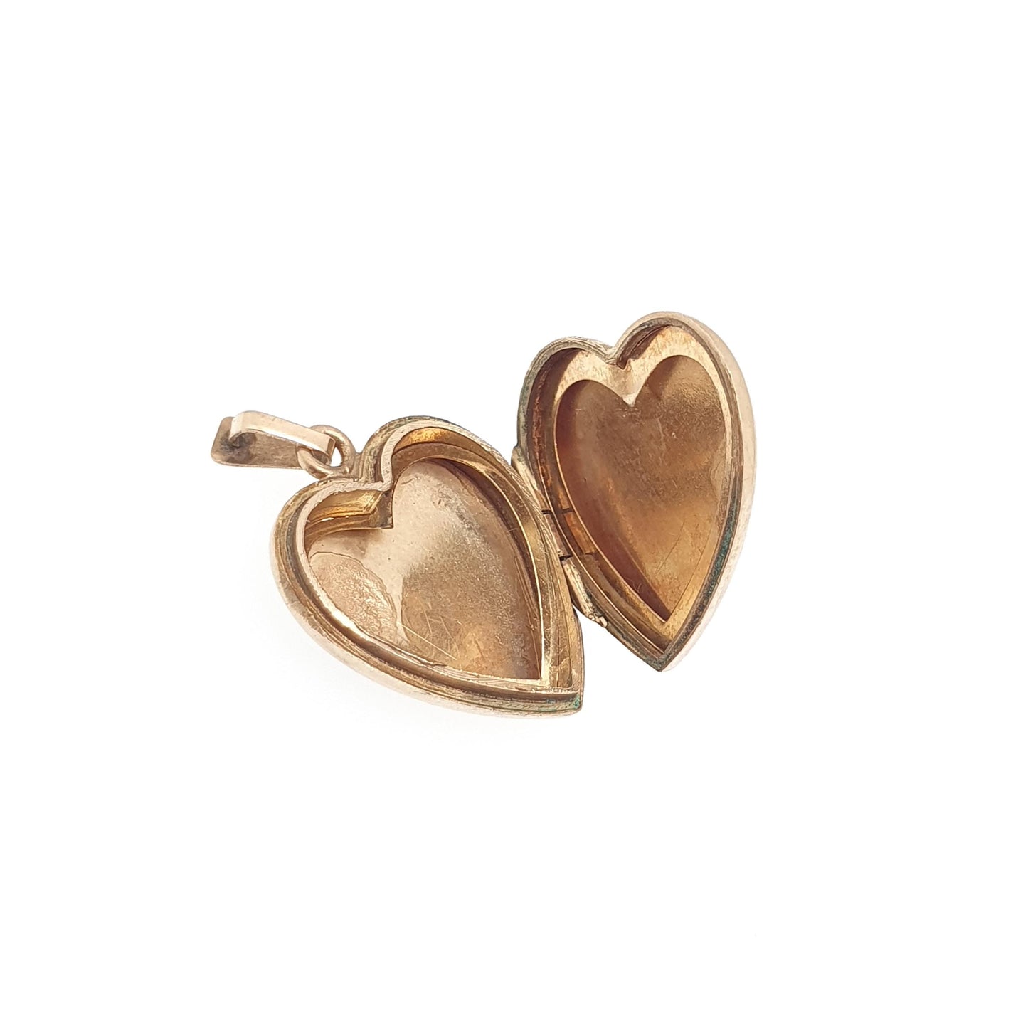 Antique 9ct Gold Heart Locket Cute Engraved Solid 9k 375 Pendant Love Gift Back & Front Necklace Jewelry Womens Jewellery