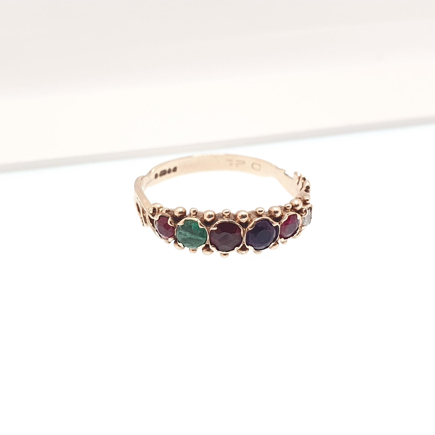 Vintage 9ct Gold REGARD Ring Ruby Emerald Garnet Amethyst Ruby Diamond Gemstone Stacker Solid 9k 9kt