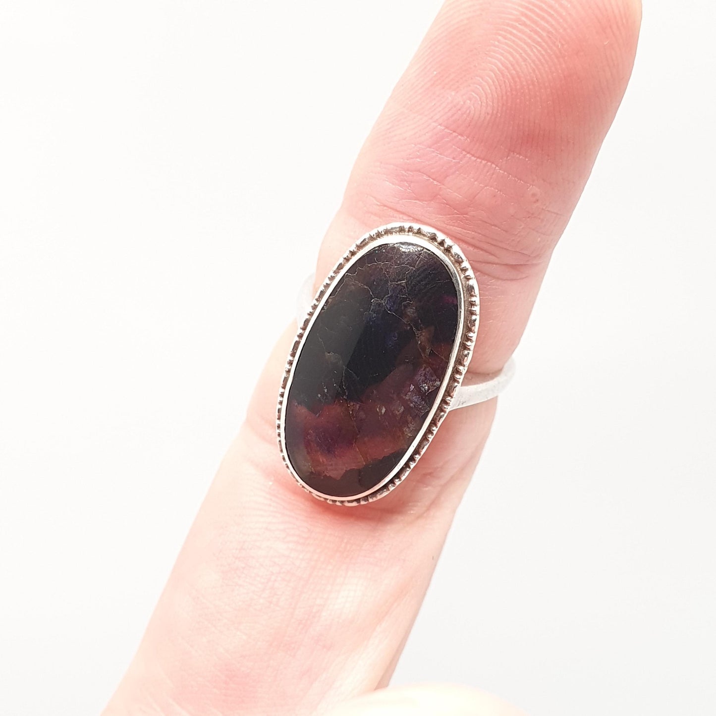 Antique Blue John Sterling Silver Ring Art Deco Large Signet Bleu Jaune Womens Rare Gemstone Jewelry Jewellery