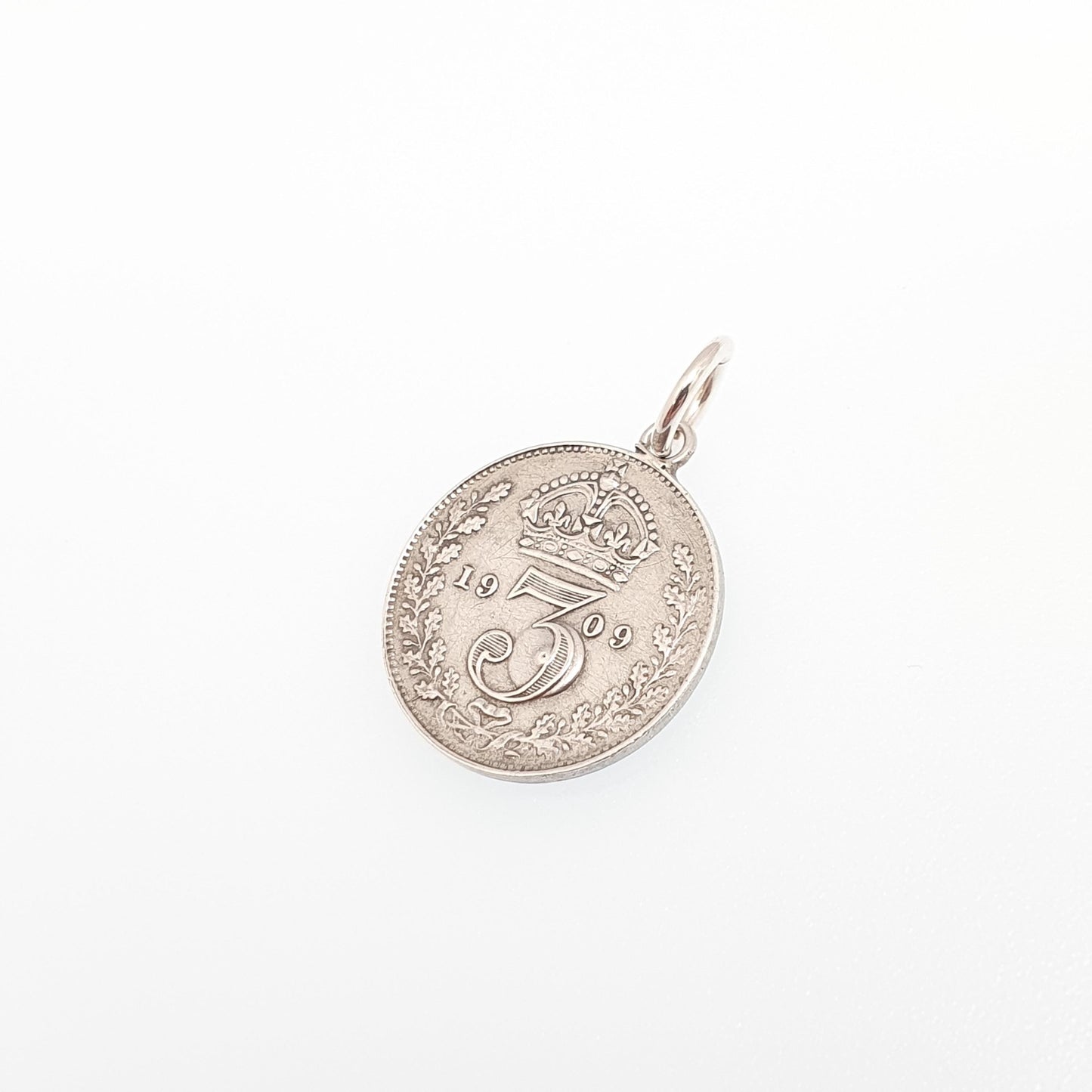 Antique Sterling Silver Love Token Coin Necklace Pendant Faux Sardonyx Star Charm Edwardian Threepence Vintage 1900s Jewelry Jewellery