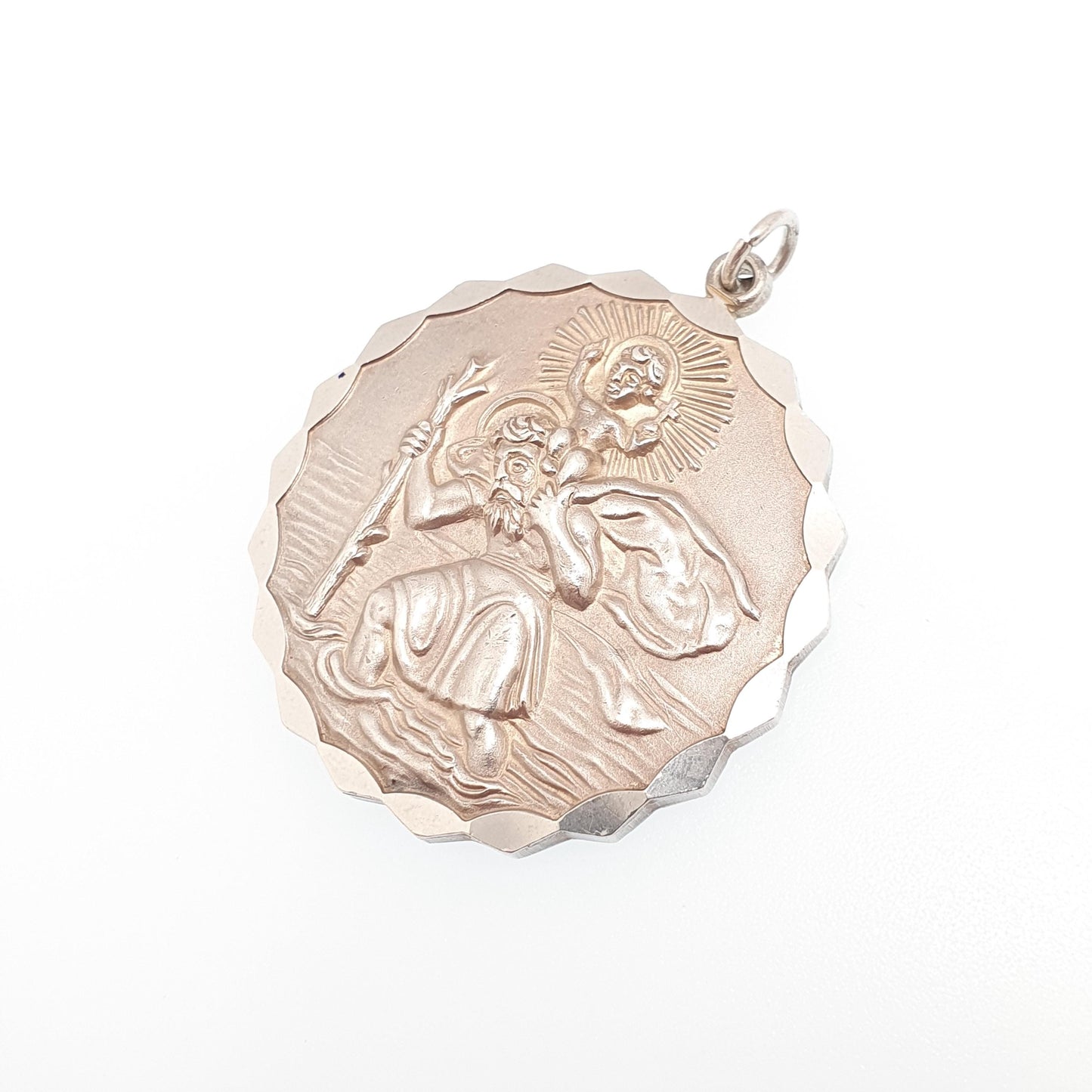 GEORG JENSEN Vintage Sterling Silver St Christopher Pendant Necklace Car Plane Double Sided Heavy Large Jewellery Jewelry