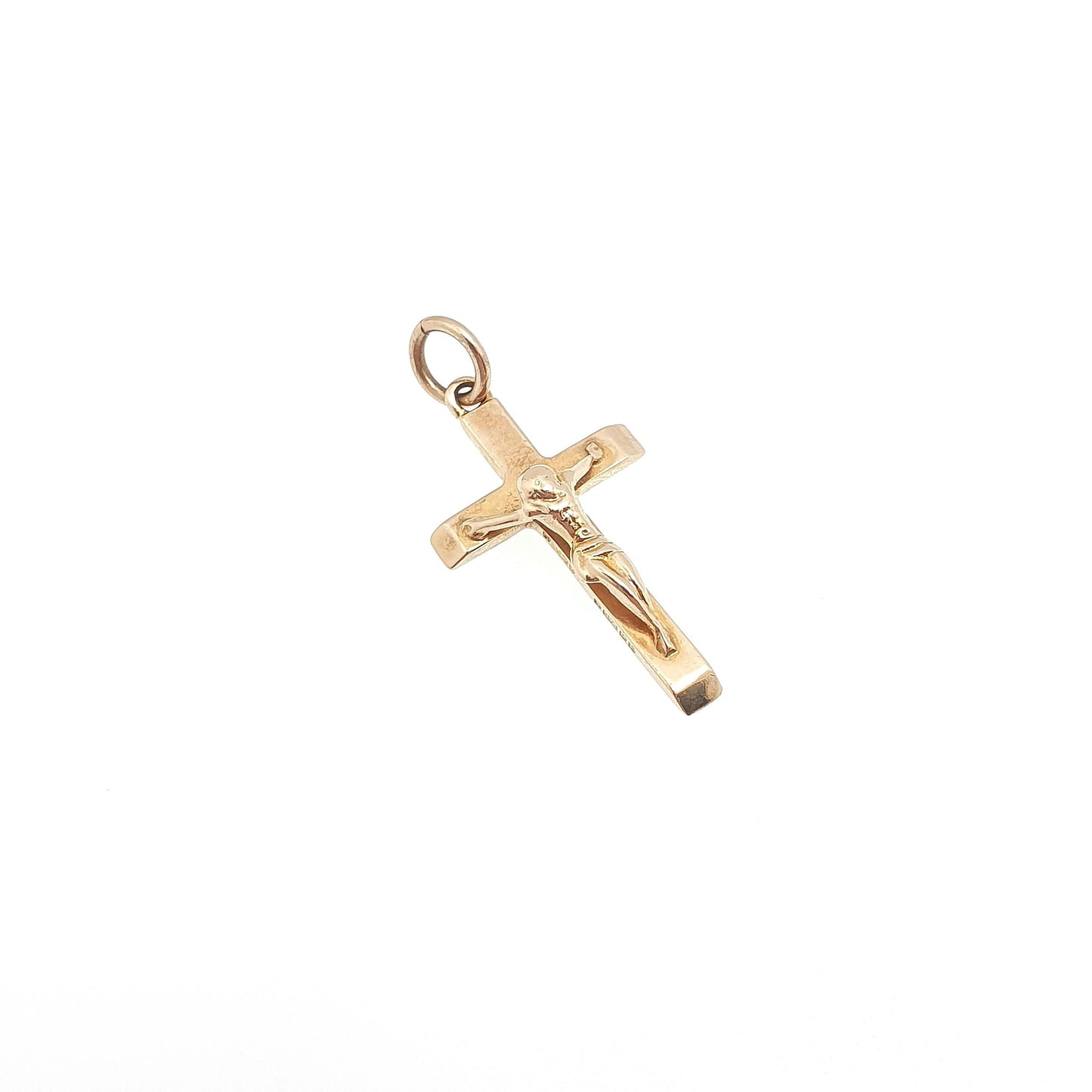 Vintage 9k 9ct Gold Jesus On The Cross Crucifix Necklace Pendant Charm Christian Catholic Solid 375 Religious Mens Womens Jewelry Jewellery