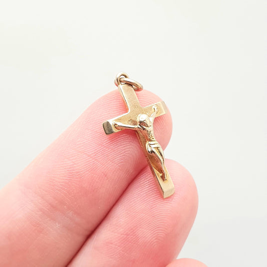 Vintage 9k 9ct Gold Jesus On The Cross Crucifix Necklace Pendant Charm Christian Catholic Solid 375 Religious Mens Womens Jewelry Jewellery