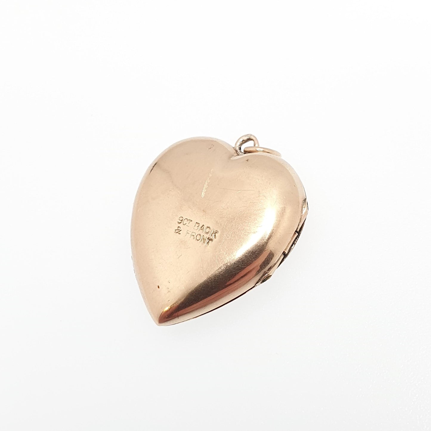 Antique 9ct Gold Heart Locket Back and Front Flower Engraved Solid 9k 375 Pendant Necklace Jewelry Womens Jewellery