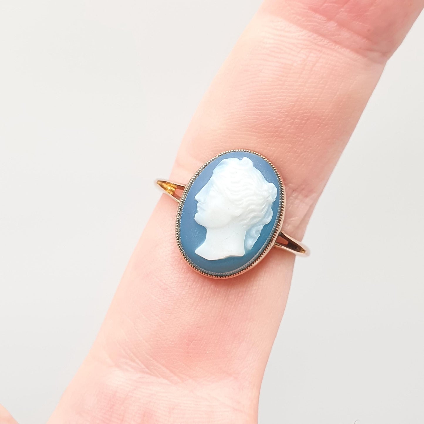 Antique 9ct Gold Hardstone Cameo Ring Signet Victorian Agate Quartz Gemstone Solid 9k 9kt Mens Womens Vintage Jewelry Jewellery