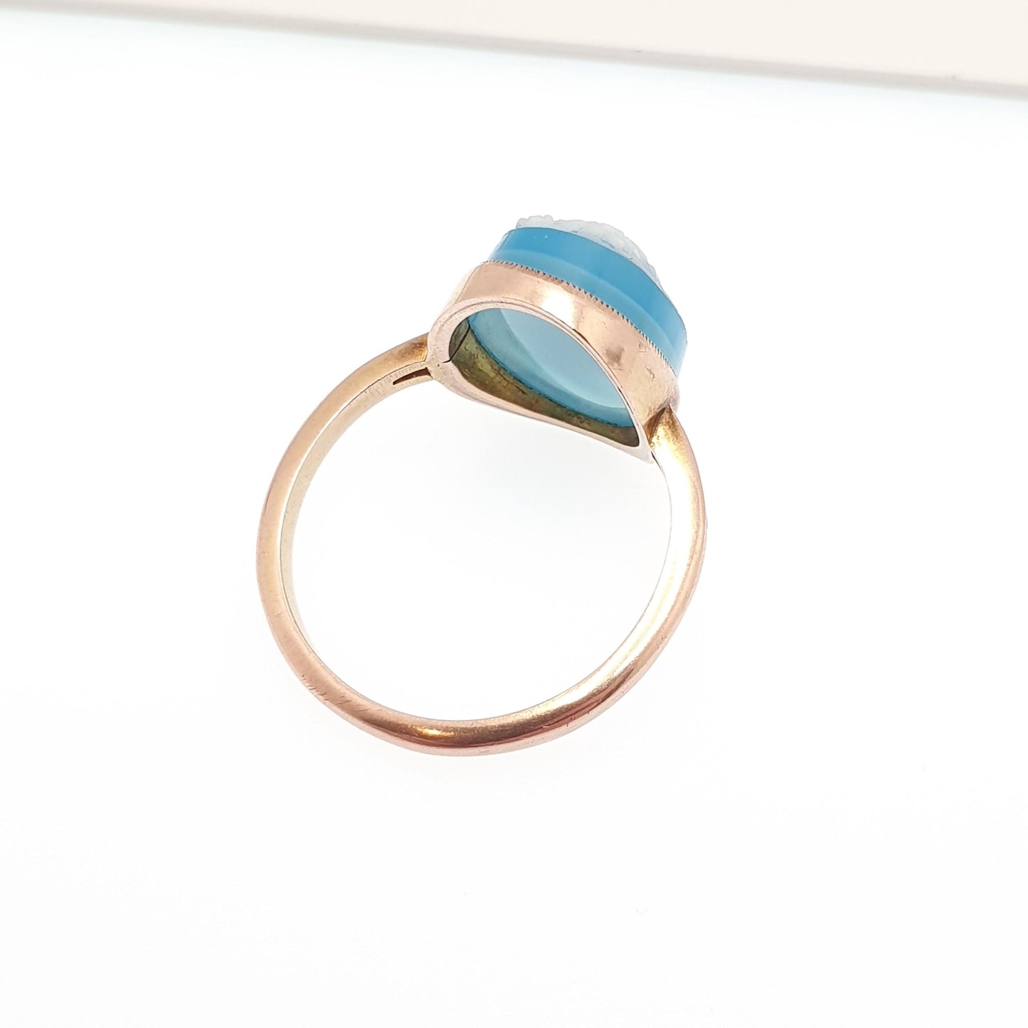 Antique 9ct Gold Hardstone Cameo Ring Signet Victorian Agate Quartz Gemstone Solid 9k 9kt Mens Womens Vintage Jewelry Jewellery
