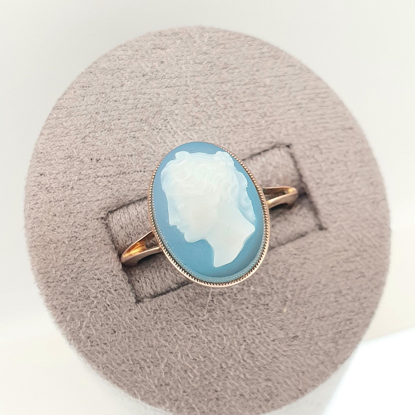 Antique 9ct Gold Hardstone Cameo Ring Signet Victorian Agate Quartz Gemstone Solid 9k 9kt Mens Womens Vintage Jewelry Jewellery