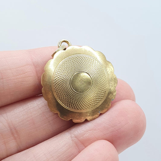 Antique Victorian Rolled Gold Locket Engine Turned Gold Filled Round Vintage Womens Jewellery Jewelry