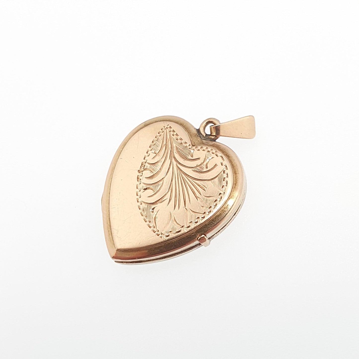 Antique 9ct Gold Heart Locket Cute Engraved Solid 9k 375 Pendant Love Gift Back & Front Necklace Jewelry Womens Jewellery