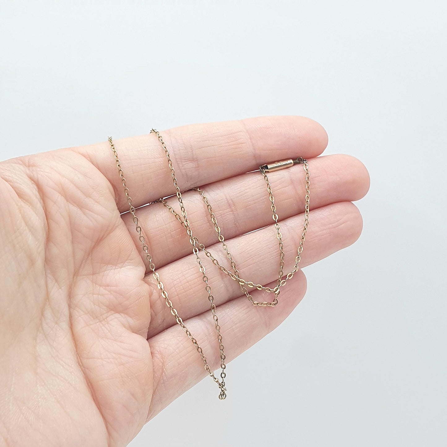 Antique Victorian Rolled Gold Cable Link Chain Necklace Oval Trace Gold Filled 1.08g 43cm Vintage Jewelry Jewellery Womens Mens