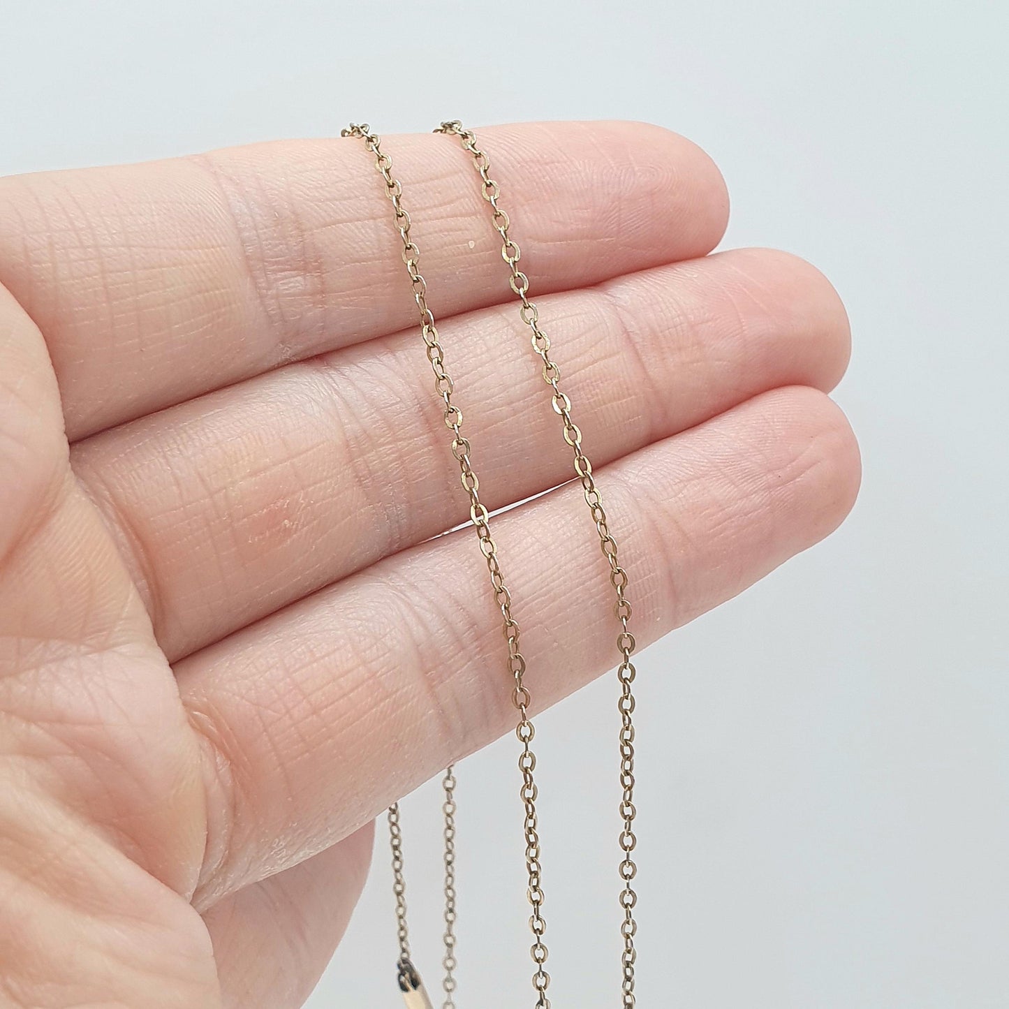 Antique Victorian Rolled Gold Cable Link Chain Necklace Oval Trace Gold Filled 1.08g 43cm Vintage Jewelry Jewellery Womens Mens