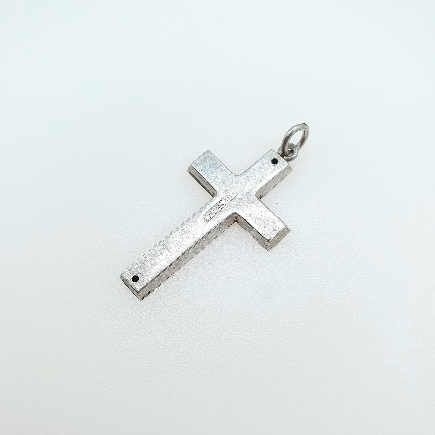 Antique Sterling Silver Crucifix Pendant Hand Engraved Cross Cruciform Christian Religious Mens Womens Jewelry Jewellery