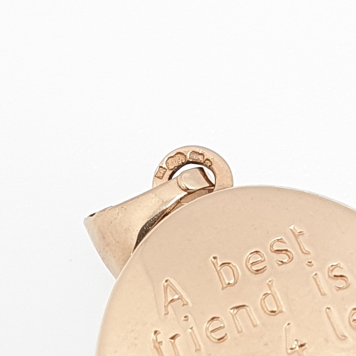 Vintage Solid 9ct 9k Gold Locket "A Best Friend Is Like A 4 Leaf Clover" Irish Proverb Necklace Pendant Jewelry Jewellery