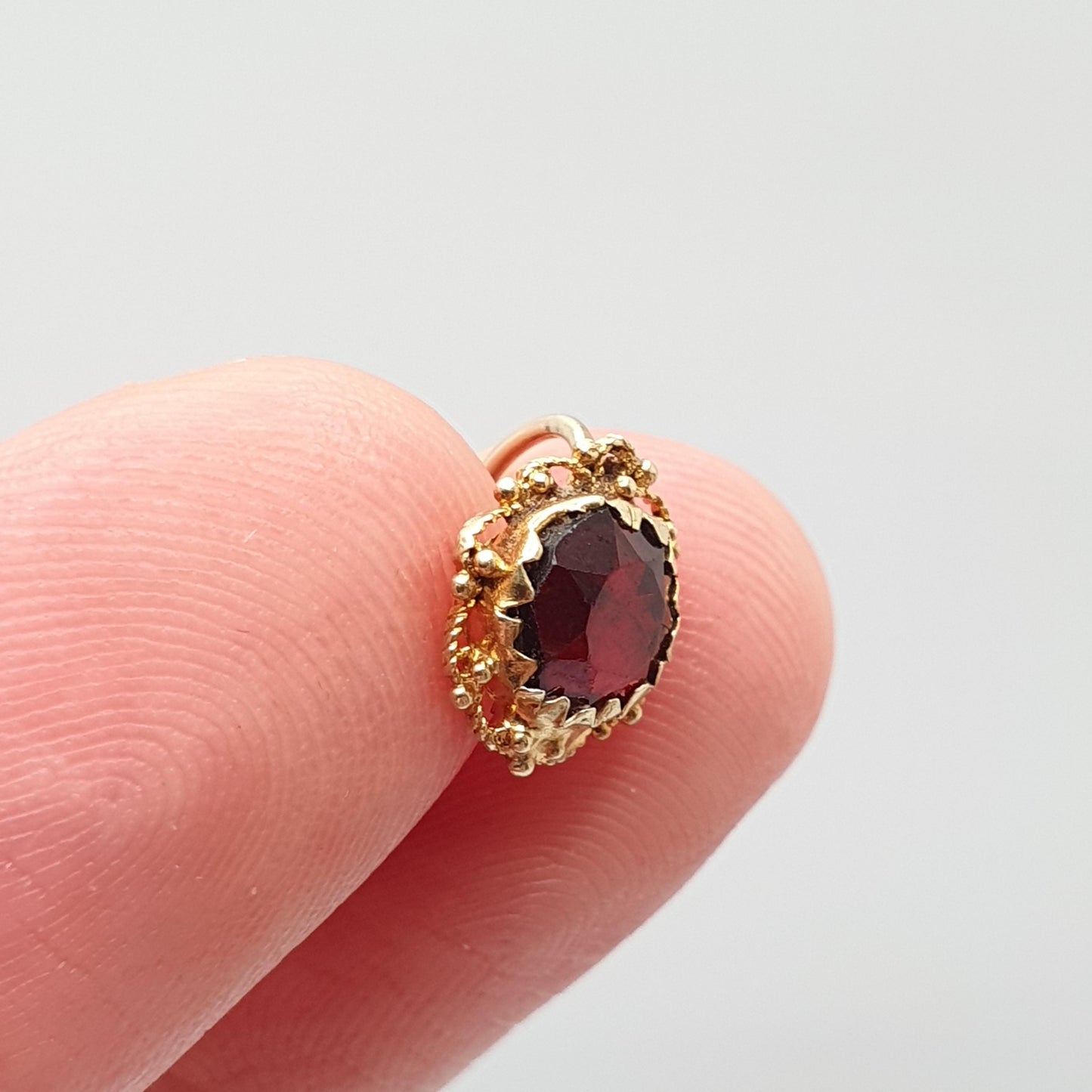 Antique 9k 9ct Gold Garnet Earrings Victorian Foiled Gemstone Solid 375 Filigree Hook Drop Womens Jewelry Jewellery