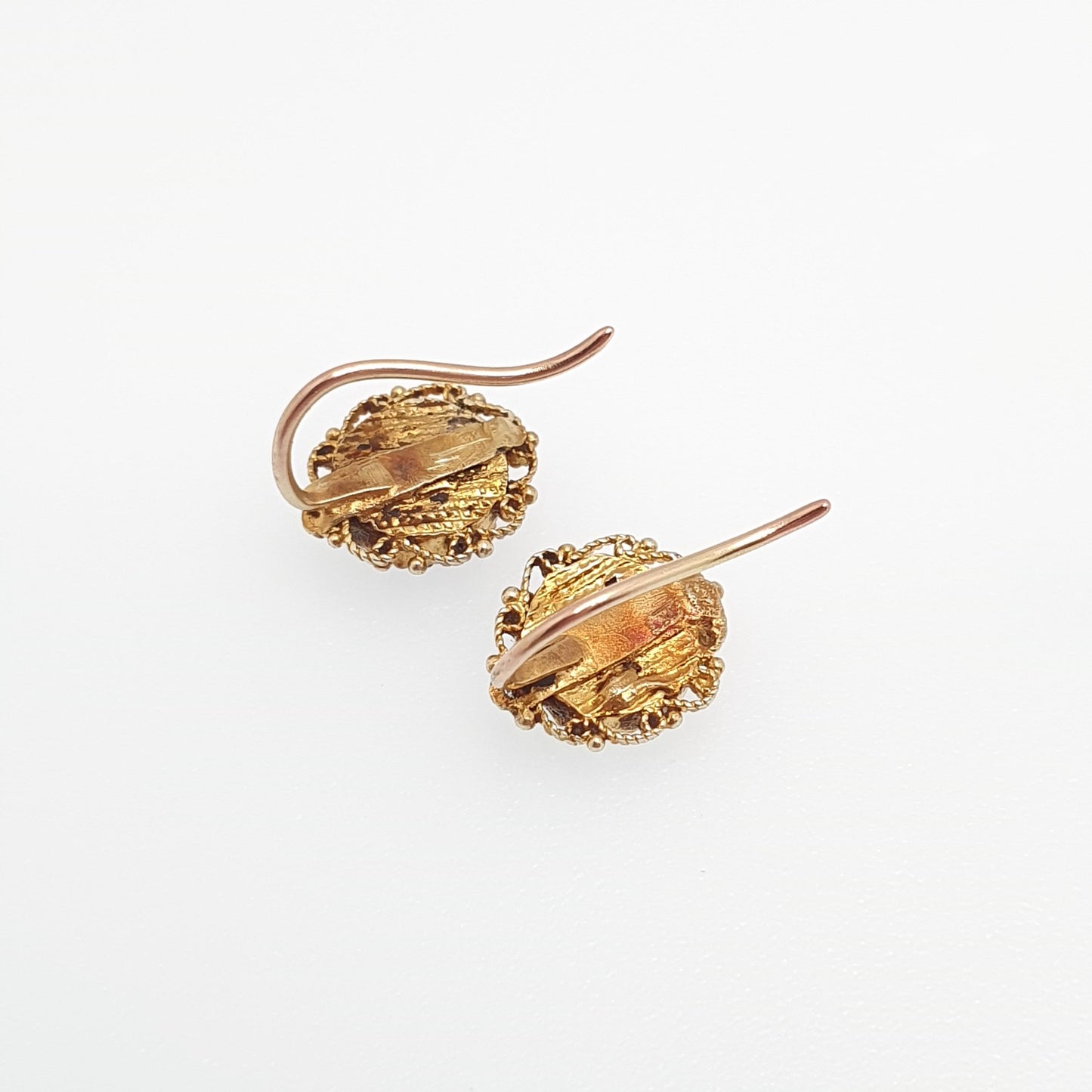 Antique 9k 9ct Gold Garnet Earrings Victorian Foiled Gemstone Solid 375 Filigree Hook Drop Womens Jewelry Jewellery