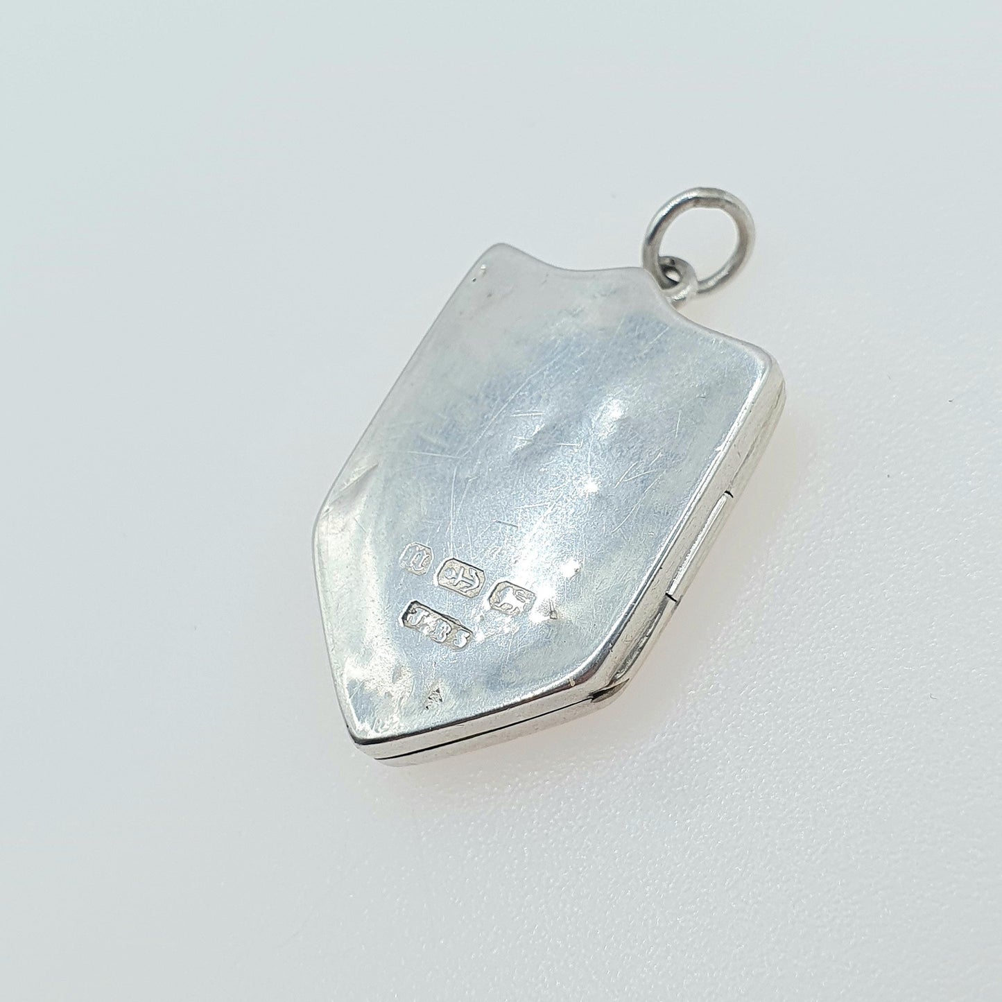 Antique Sterling Silver Horseshoe and Riding Crop Shield Locket Equestrian Horse Riding Vintage Pendant Jewelry Womens Mens Jewellery