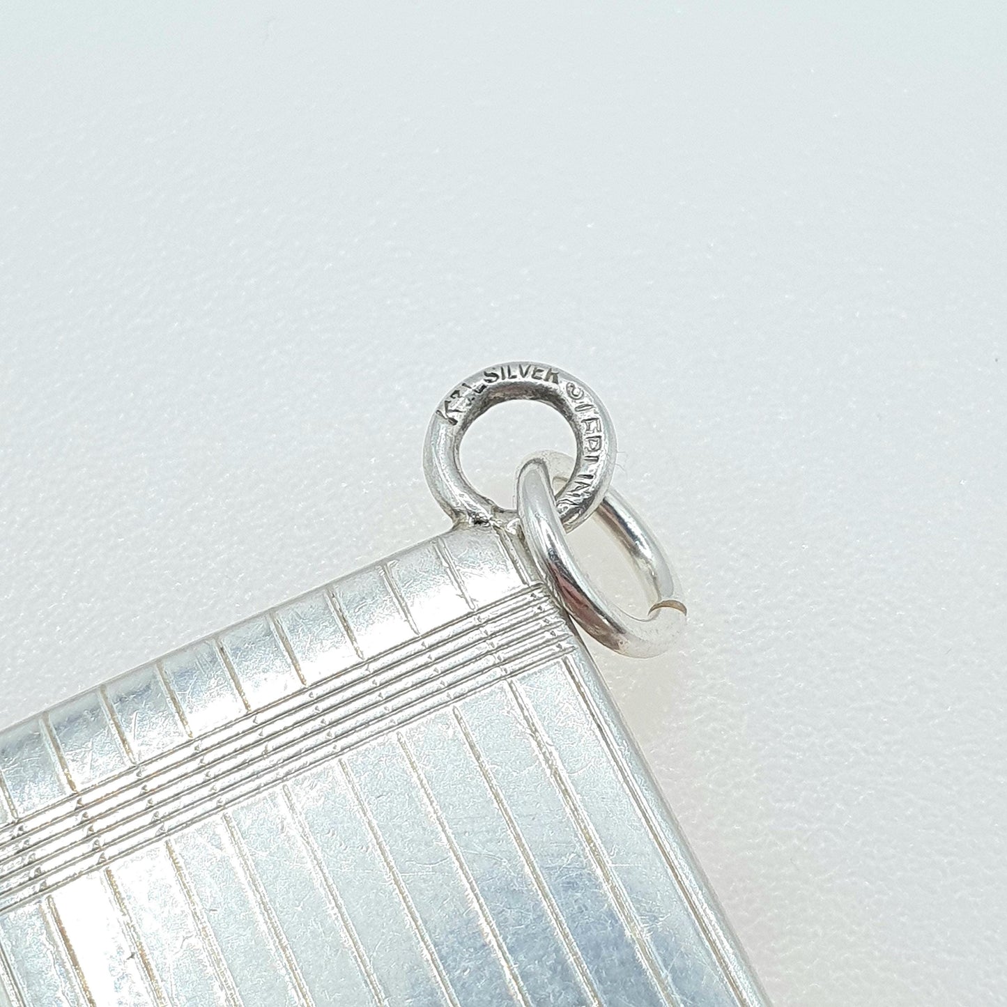 Antique Art Deco Sterling Silver Book Locket Geometric Rectangular Photo Picture Gift Vintage Womens Retro Jewelry Jewellery