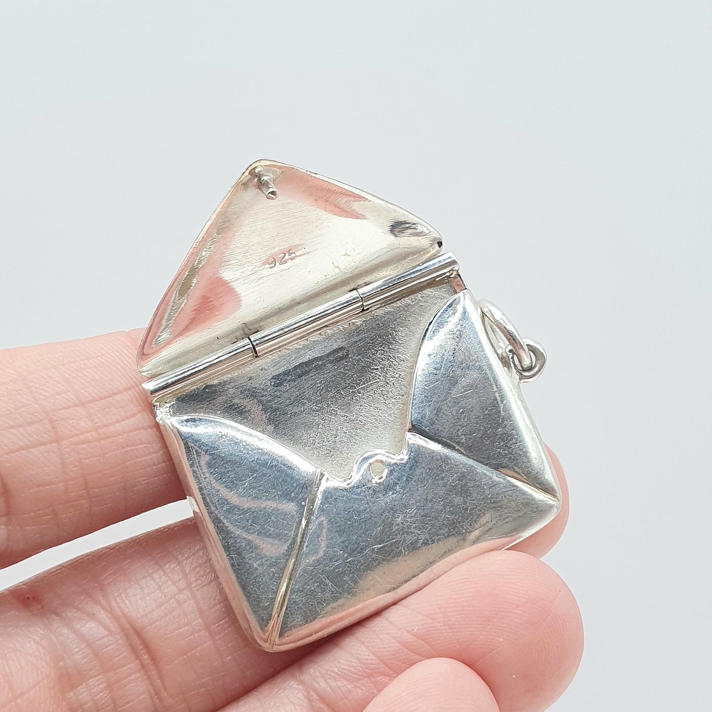 Vintage Sterling Silver Letter Locket Large Stamp Envelope Love Letters Necklace Pendant 925 Jewelry Jewellery