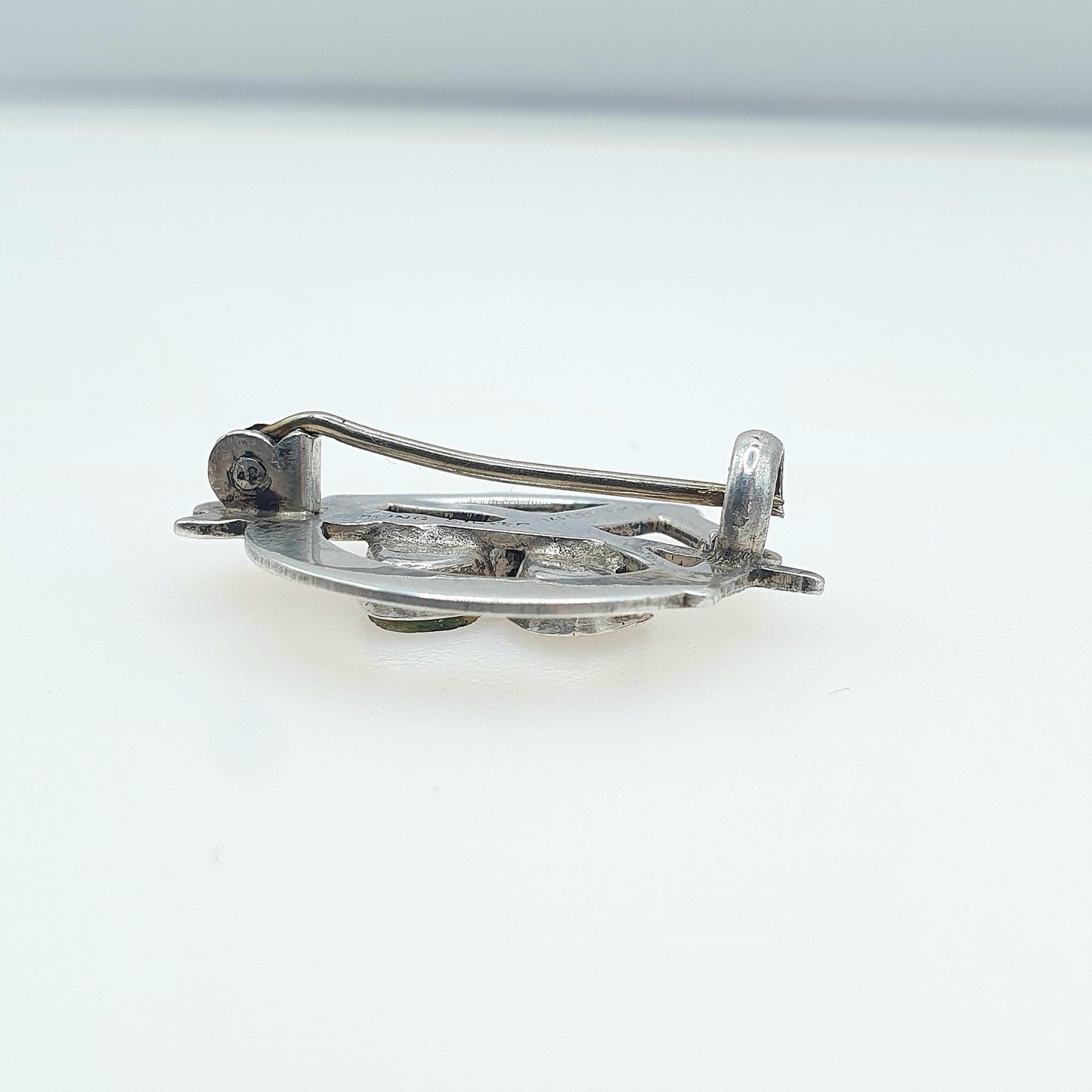 Antique Sterling Silver Connemara Marble Clover Brooch Celtic Gaelic Lucky Gift TLM Jewelry Jewellery Mens Womens Unisex Vintage