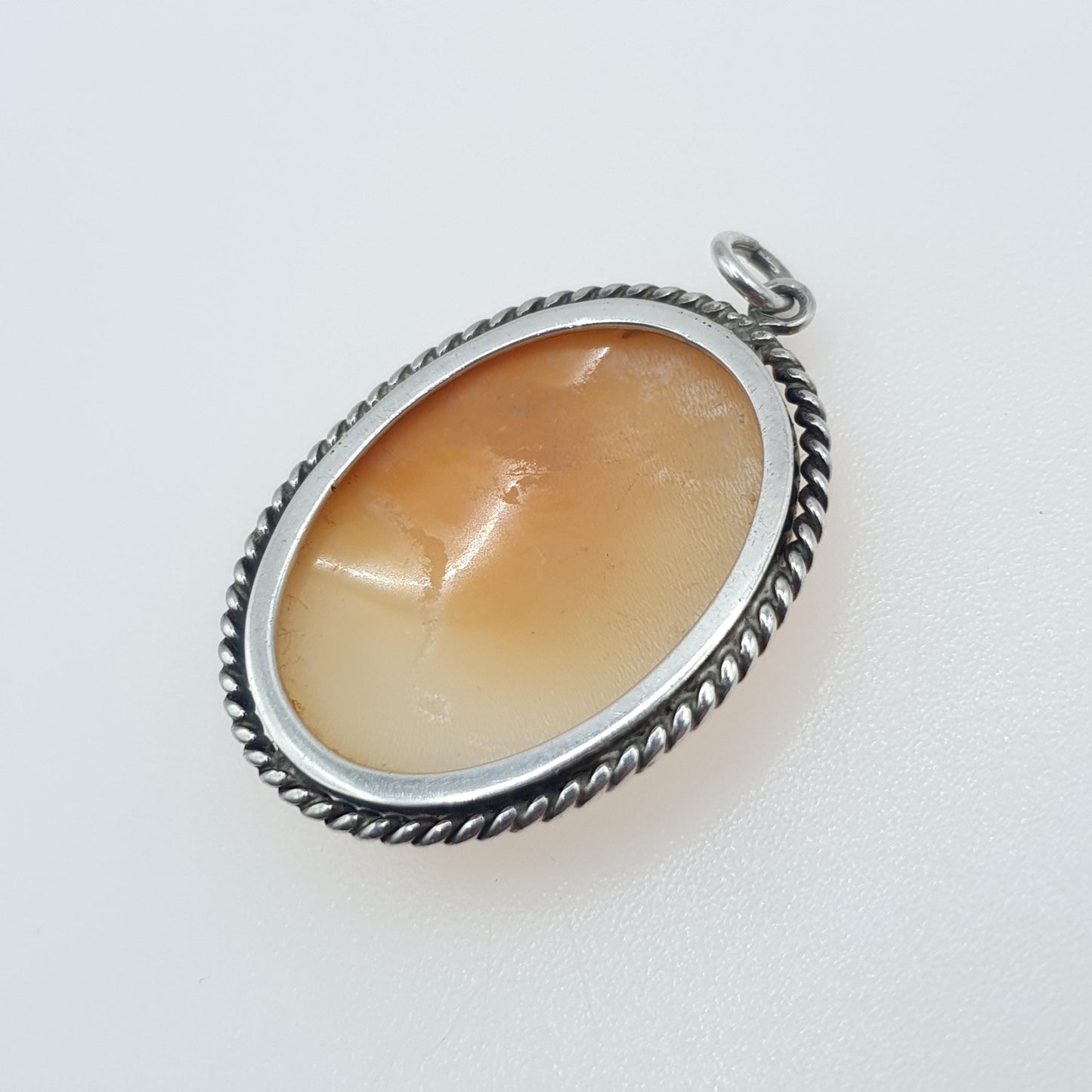 Antique Victorian Solid Silver Grace Pendant Necklace Single Grace Hand Carved Shell Mythology Goddess Vintage Jewelry Jewellery