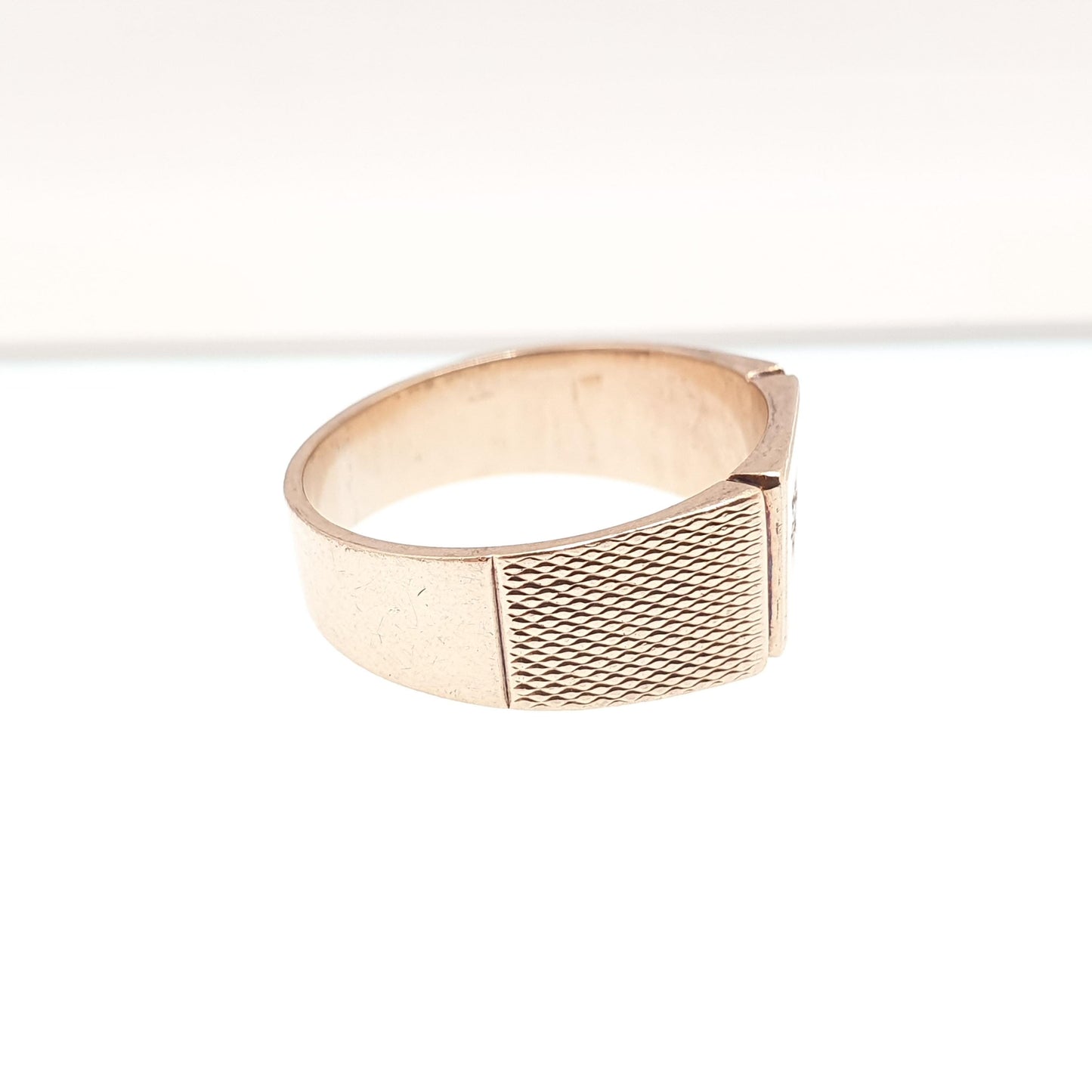 Old Vintage 9ct Gold Diamond Signet Ring 1947 Hallmark Solid 9k 9kt Chunky Square Womens Mens Rings Jewelry Jewellery