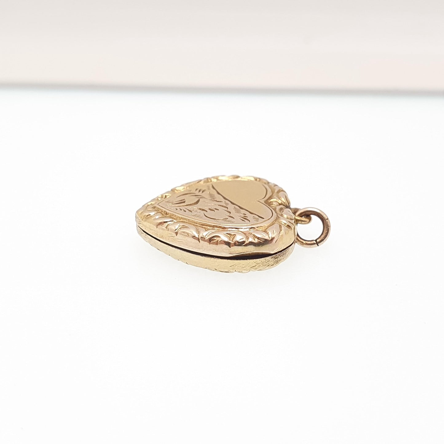 Antique 9ct Gold Heart Locket Cute Engraved Solid 9k 375 Pendant Small Fine Estate Love Gift Back & Front Necklace Jewelry Womens Jewellery