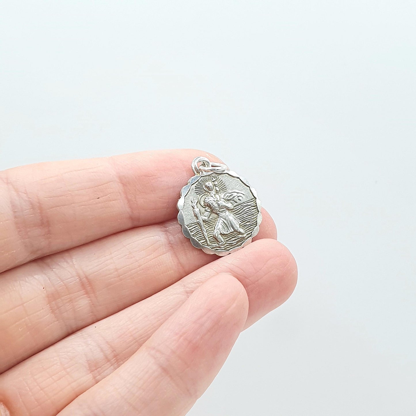 Vintage Sterling Silver GEORG JENSEN St Christopher Pendant Double Sided Car Plane Saint Genuine Jewellery Jewelry Womens Mens