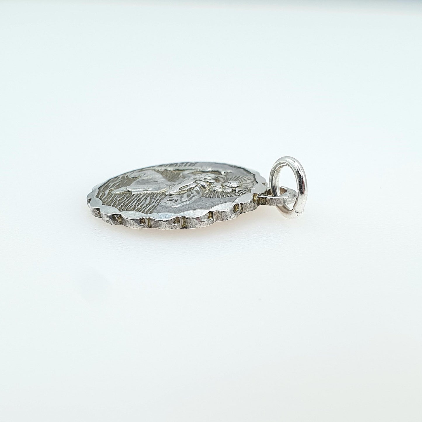 Vintage Sterling Silver GEORG JENSEN St Christopher Pendant Double Sided Car Plane Saint Genuine Jewellery Jewelry Womens Mens