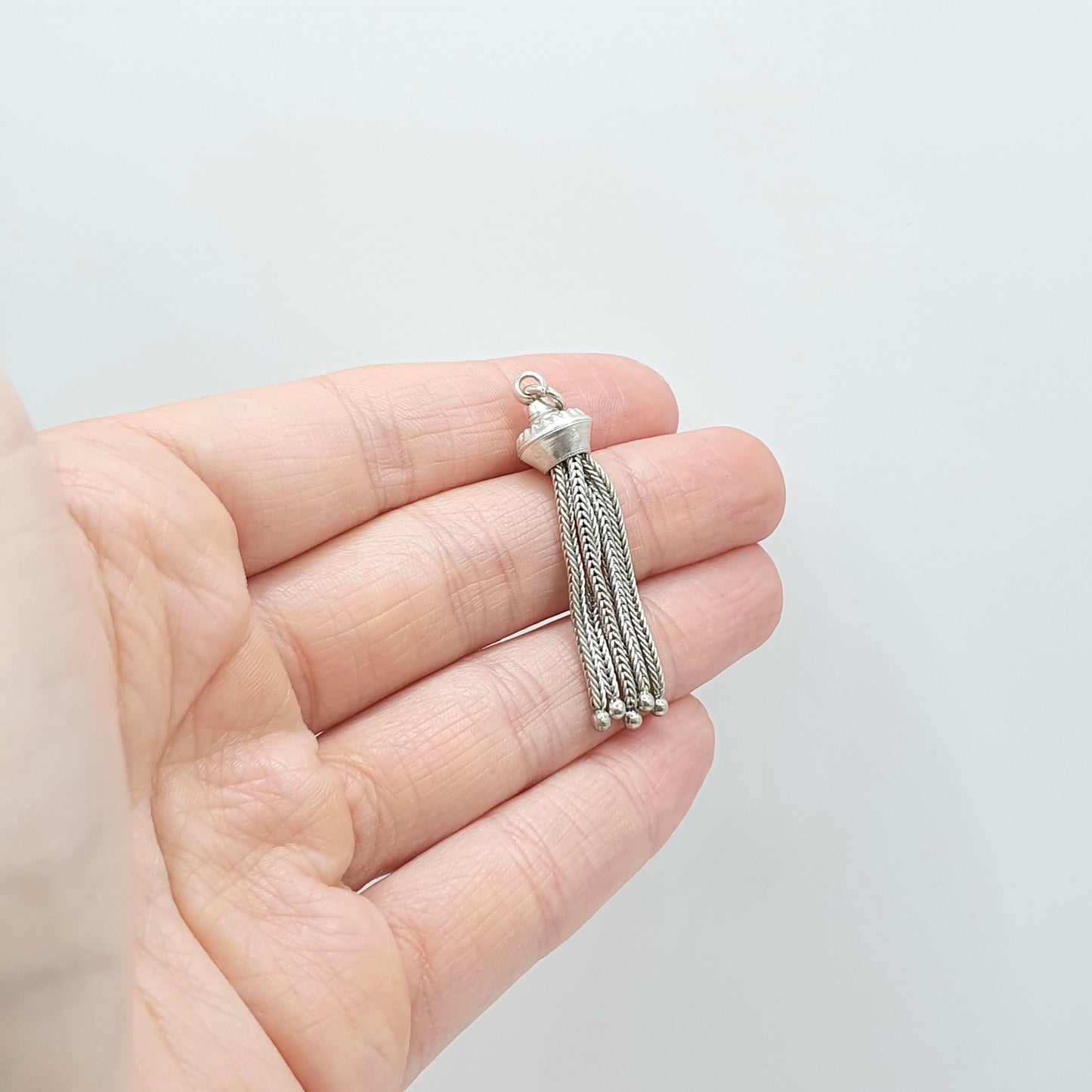 Antique Sterling Silver Tassel Fob Pendant Victorian Foxtail Charm Albert Chain Albertina Mens Womens Jewellery Jewelry Vintage