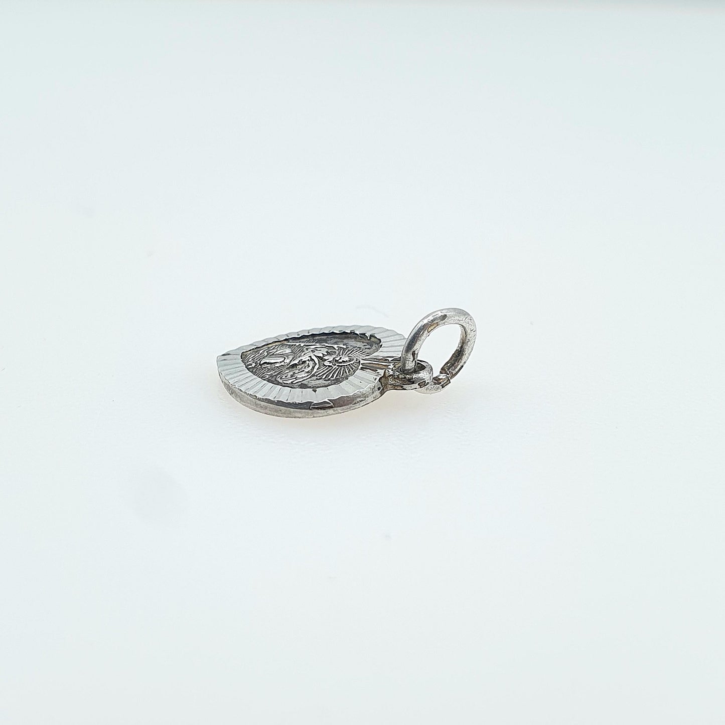 Vintage Sterling Silver GEORG JENSEN St Christopher Charm Pendant Heart Shape Tiny Small Jewellery Jewelry