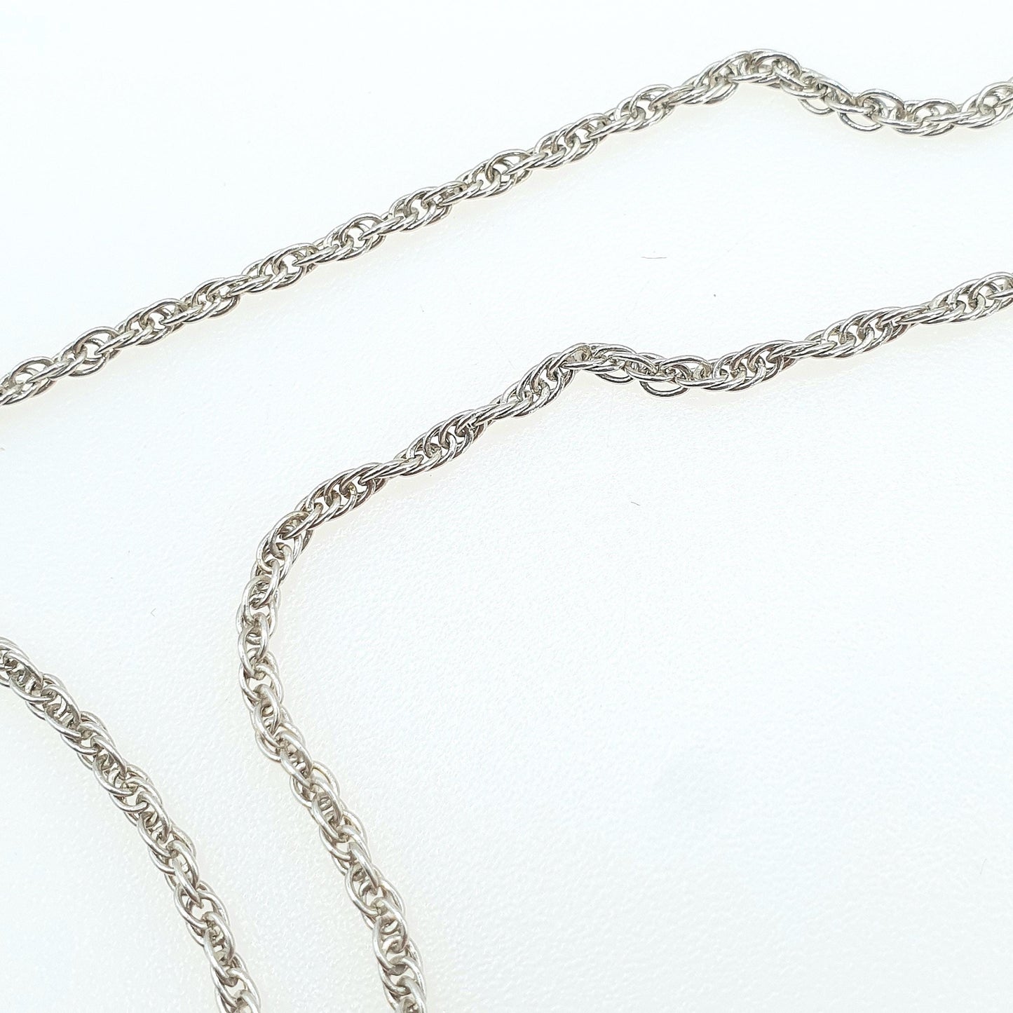 Vintage Sterling Silver Rope Link Chain Necklace Twist 46cm 18.11” Unisex Mens Womens Jewelry Jewellery Retro