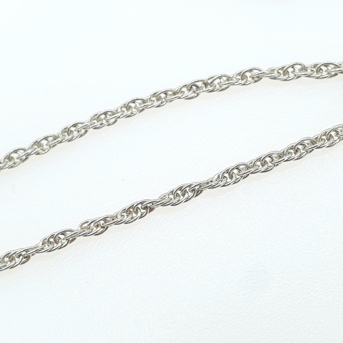 Vintage Sterling Silver Rope Link Chain Necklace Twist 46cm 18.11” Unisex Mens Womens Jewelry Jewellery Retro